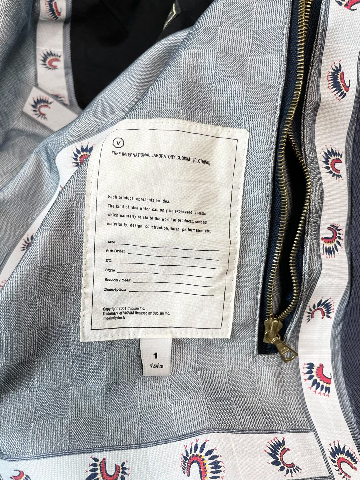 VISVIM FRANK SOUTIEN COAT 3L — label