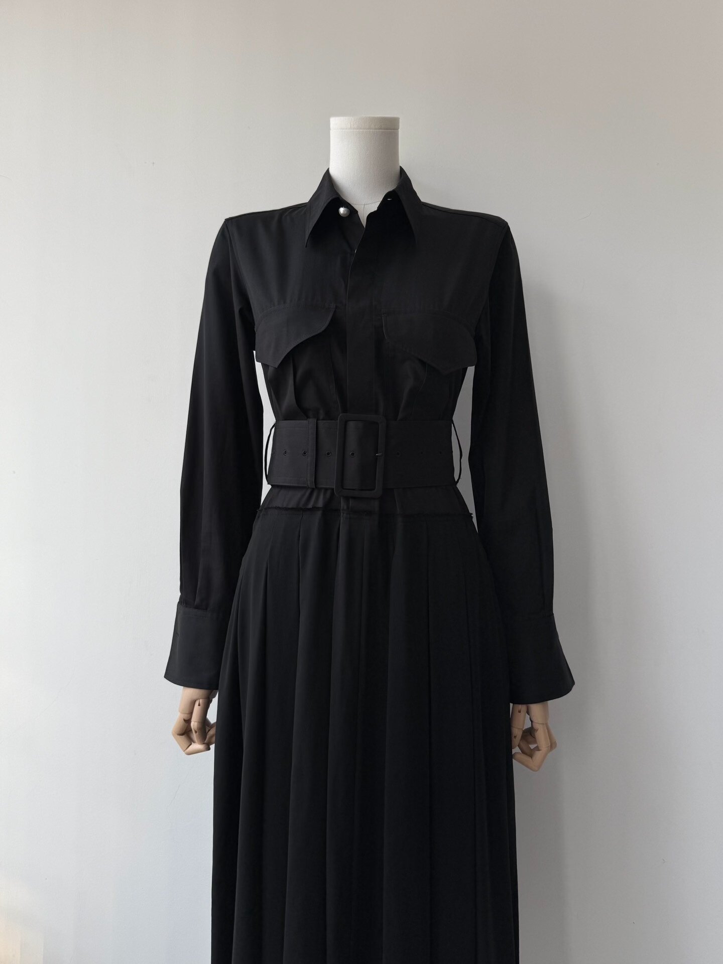 Yohji Yamamoto x Takeshi Kosaka Belted Shirt Dress — front