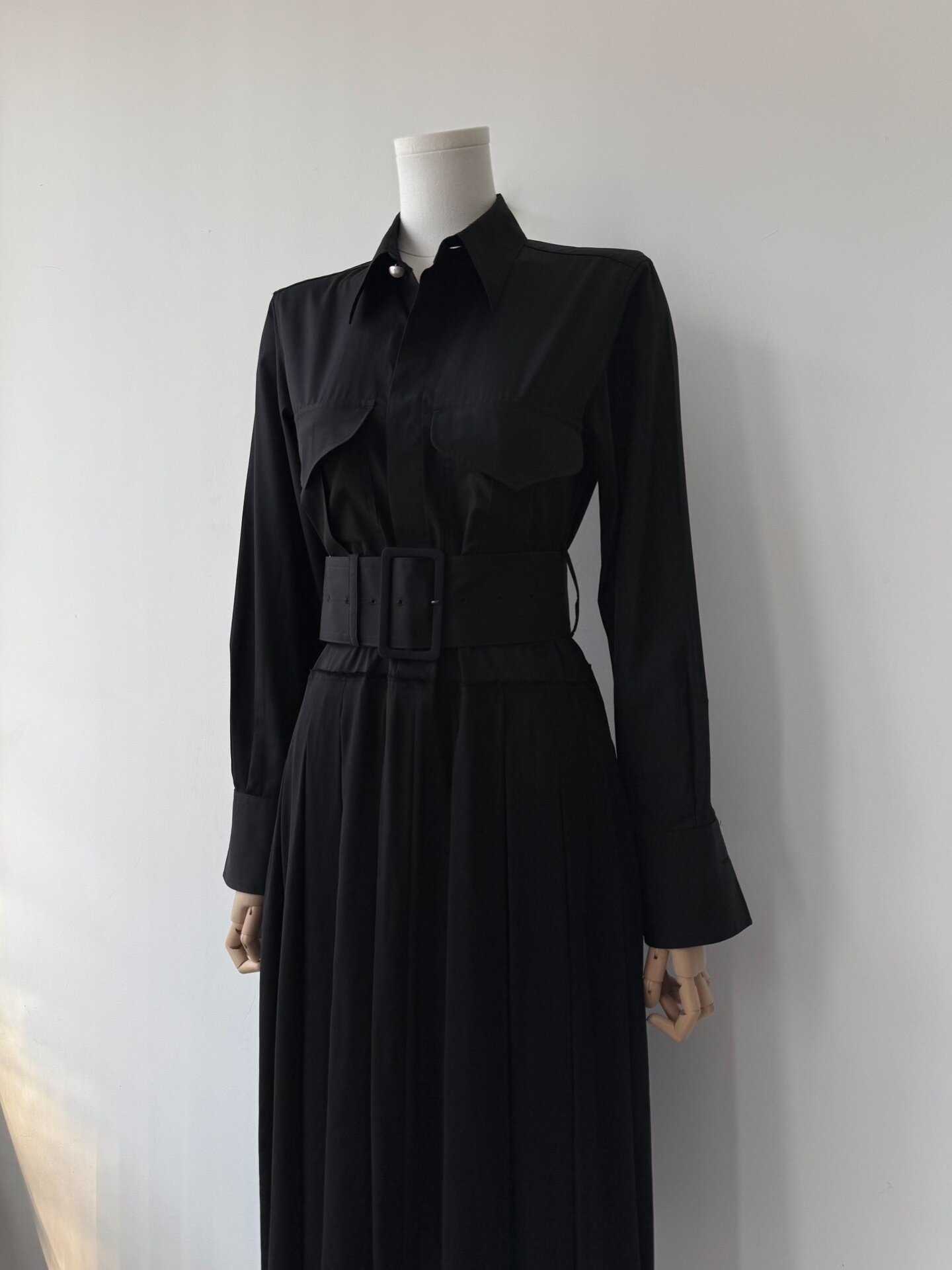 Yohji Yamamoto x Takeshi Kosaka Belted Shirt Dress — detail