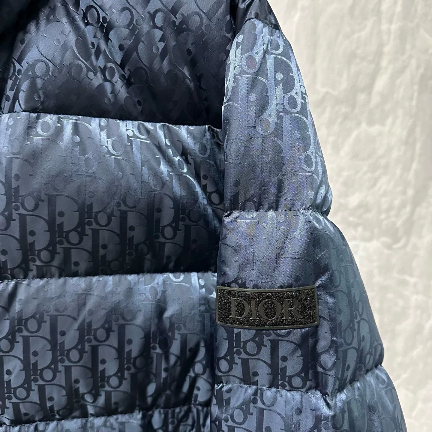 Dior All-Over Logo Stand-Collar Down Jacket — detail