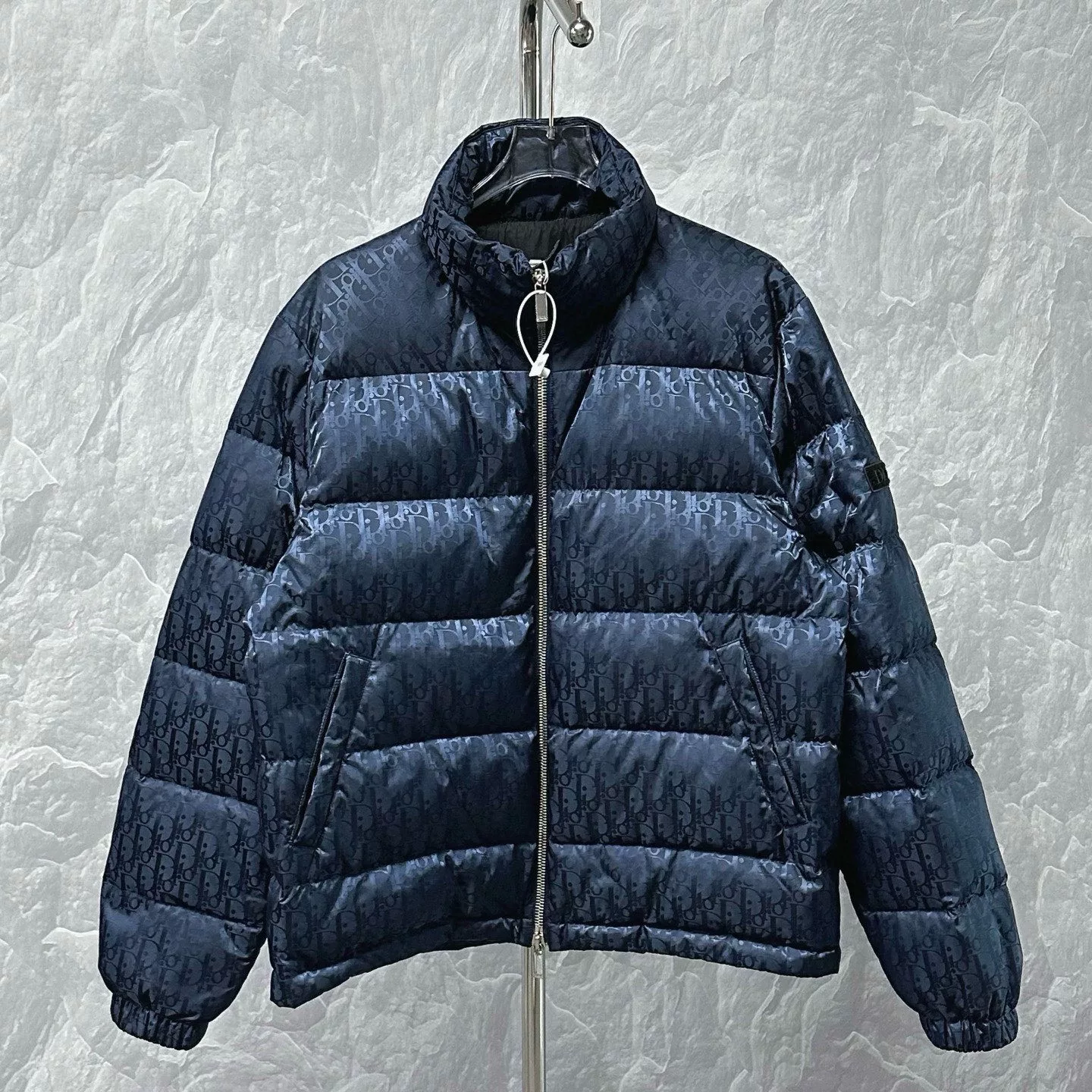 Dior All-Over Logo Stand-Collar Down Jacket