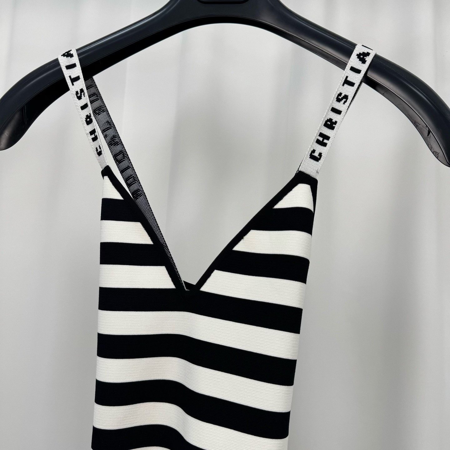 Dior Striped Letter Strap Vest Bodysuit — label