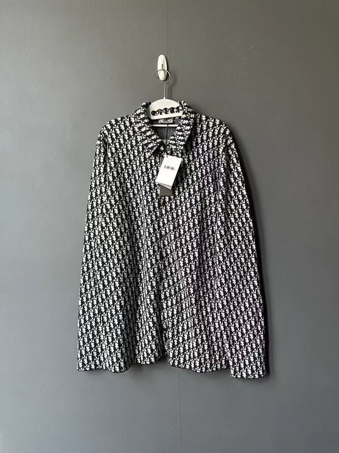 Dior Dark Blue All-Over Print Cotton Shirt