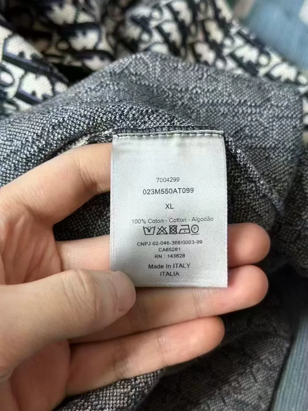 Dior Dark Blue All-Over Print Cotton Shirt — back
