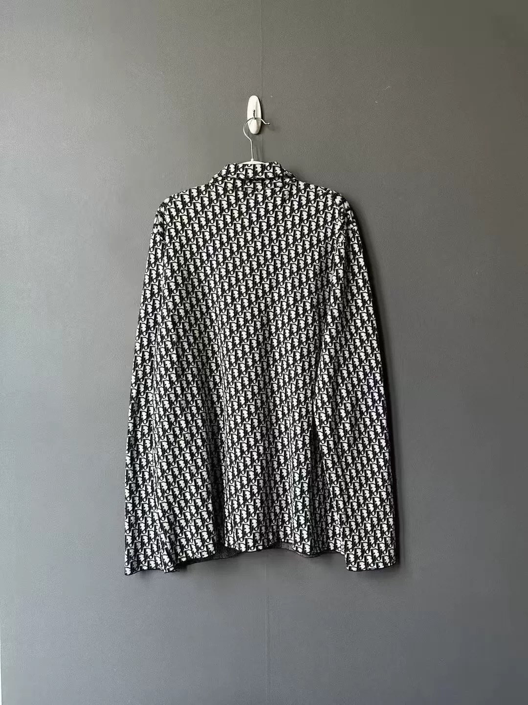 Dior Dark Blue All-Over Print Cotton Shirt — front