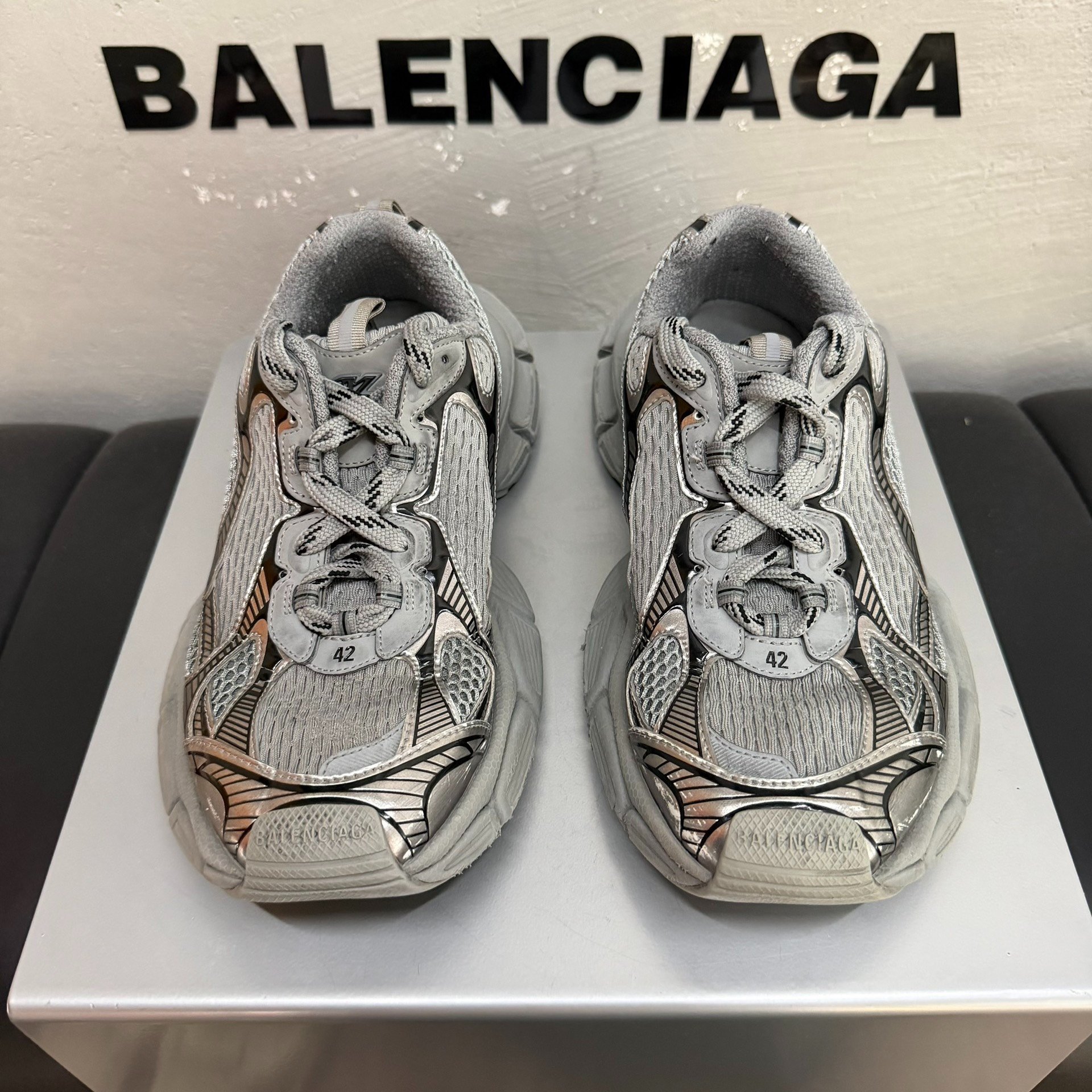 Balenciaga 3XL Silver Dad Shoes 42 — front