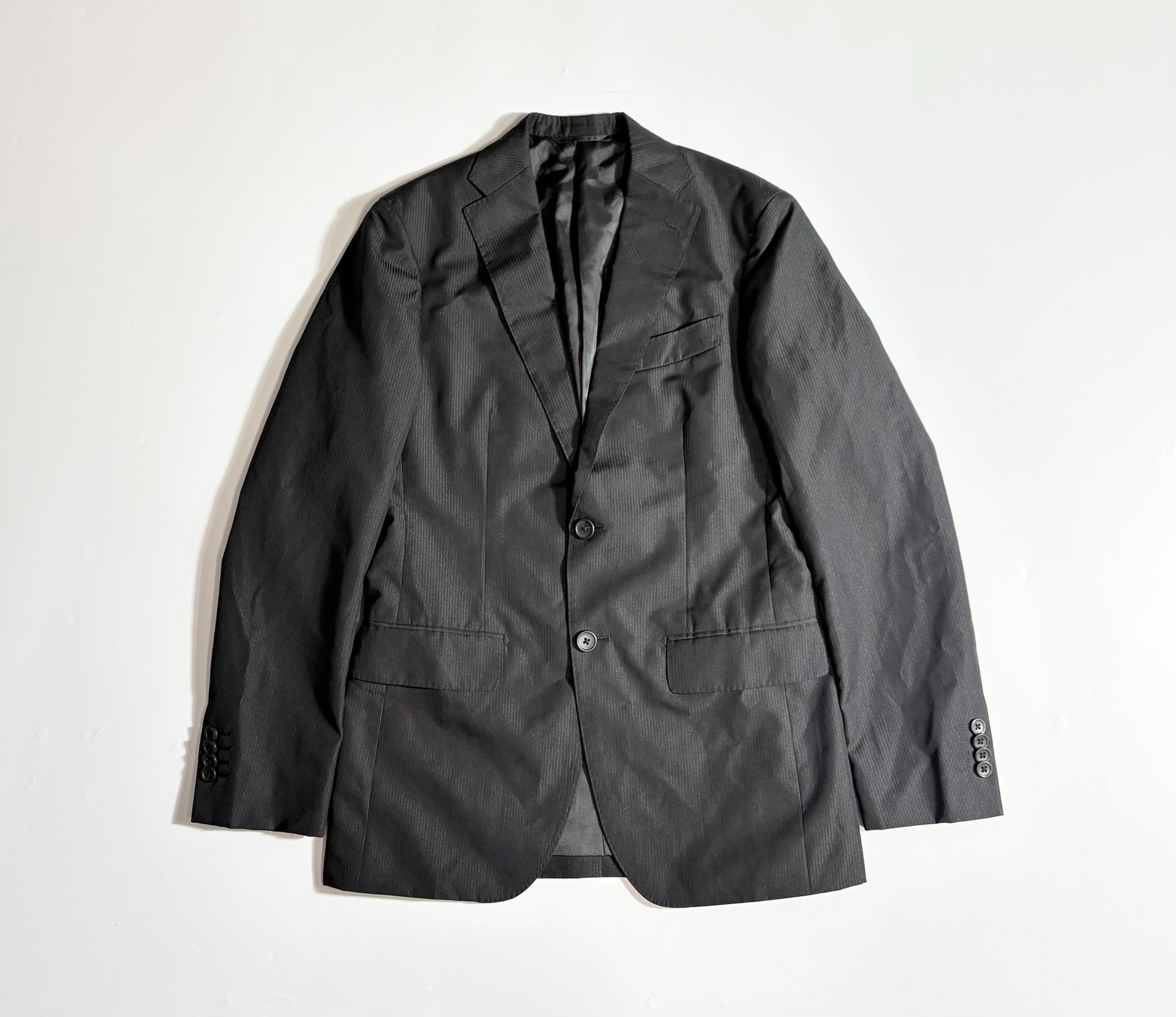 Beams Black Pinstripe Suit Jacket