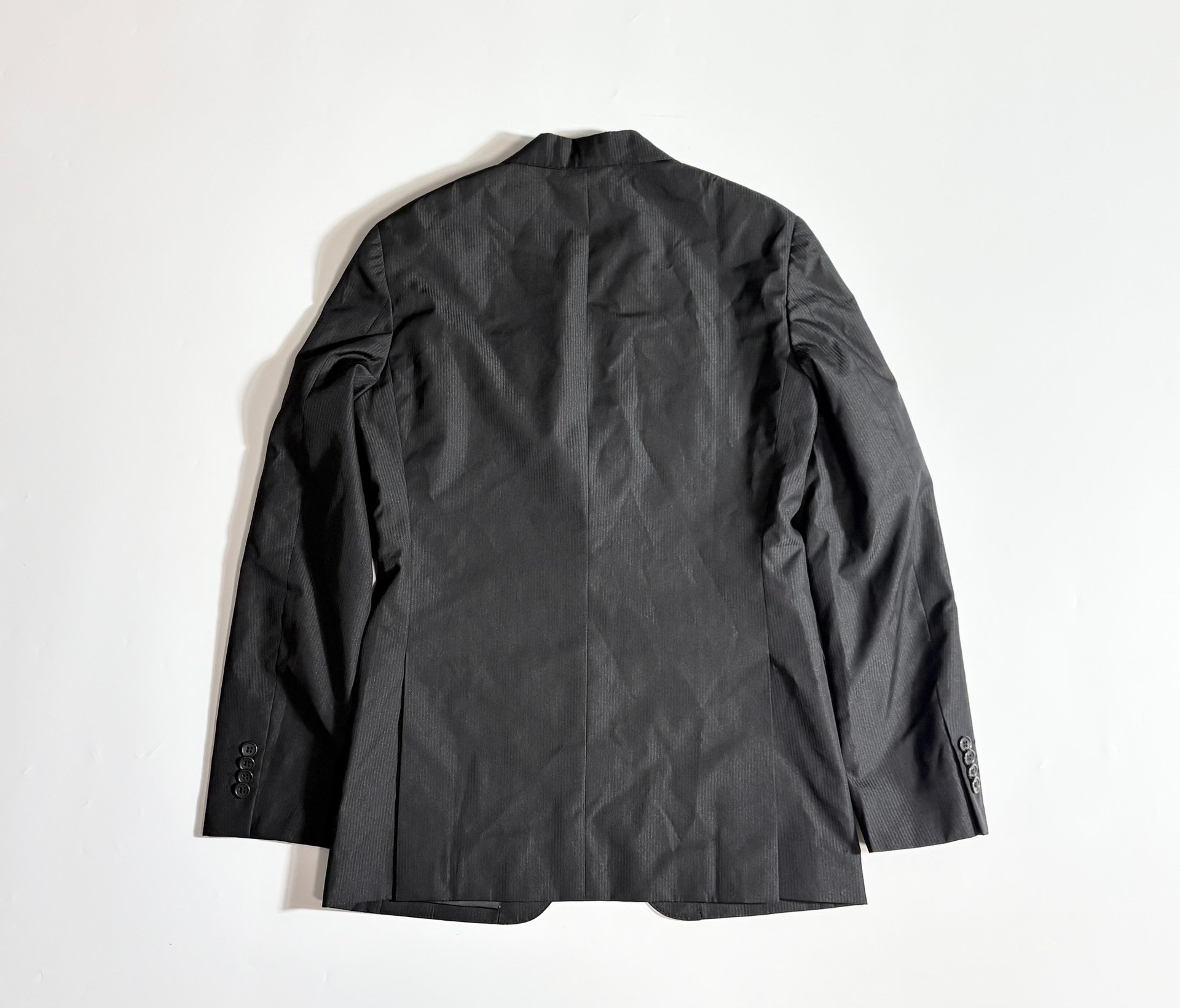 Beams Black Pinstripe Suit Jacket — front