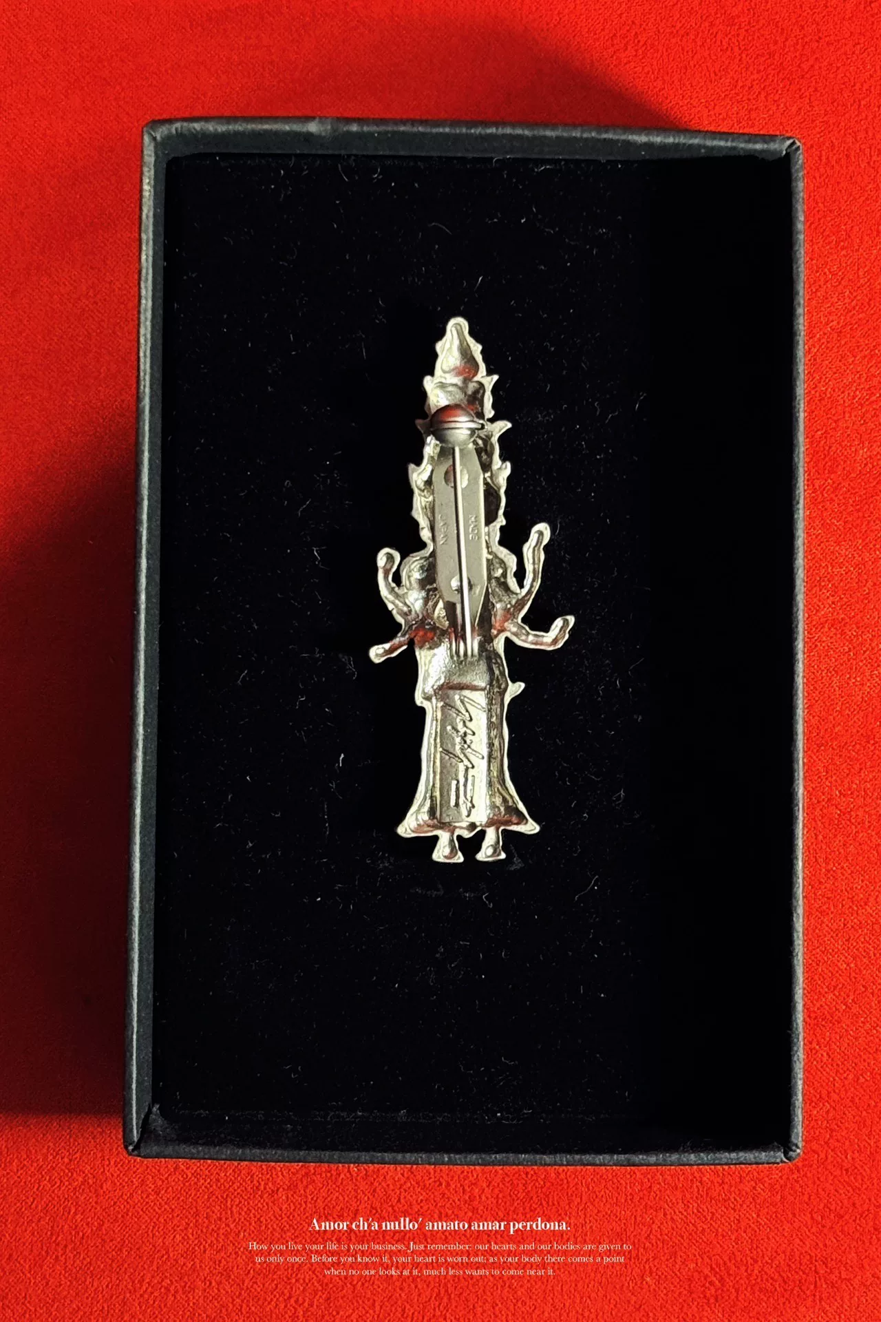 Yohji Yamamoto Guanyin Buddha Brooch — label