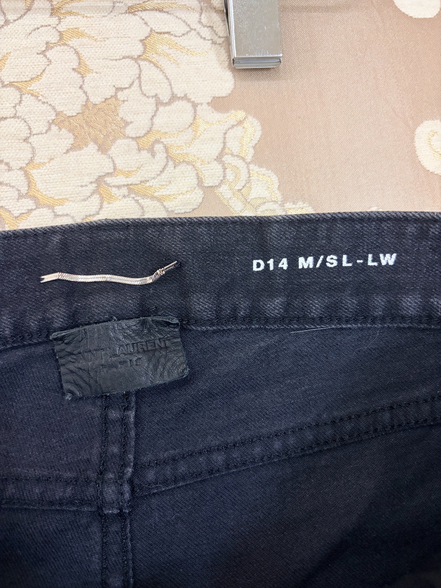 Saint Laurent Black Signature Embroidery Jeans — back