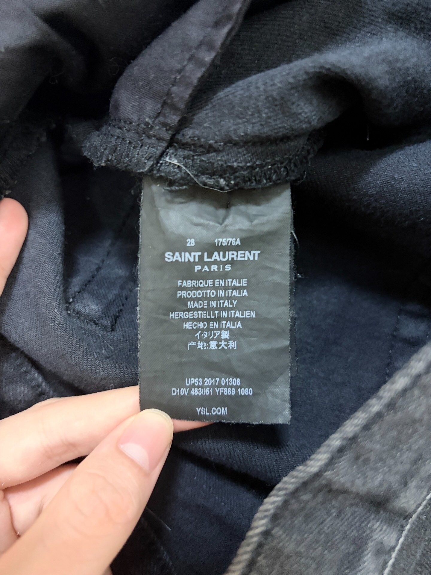 Saint Laurent Black Signature Embroidery Jeans — label