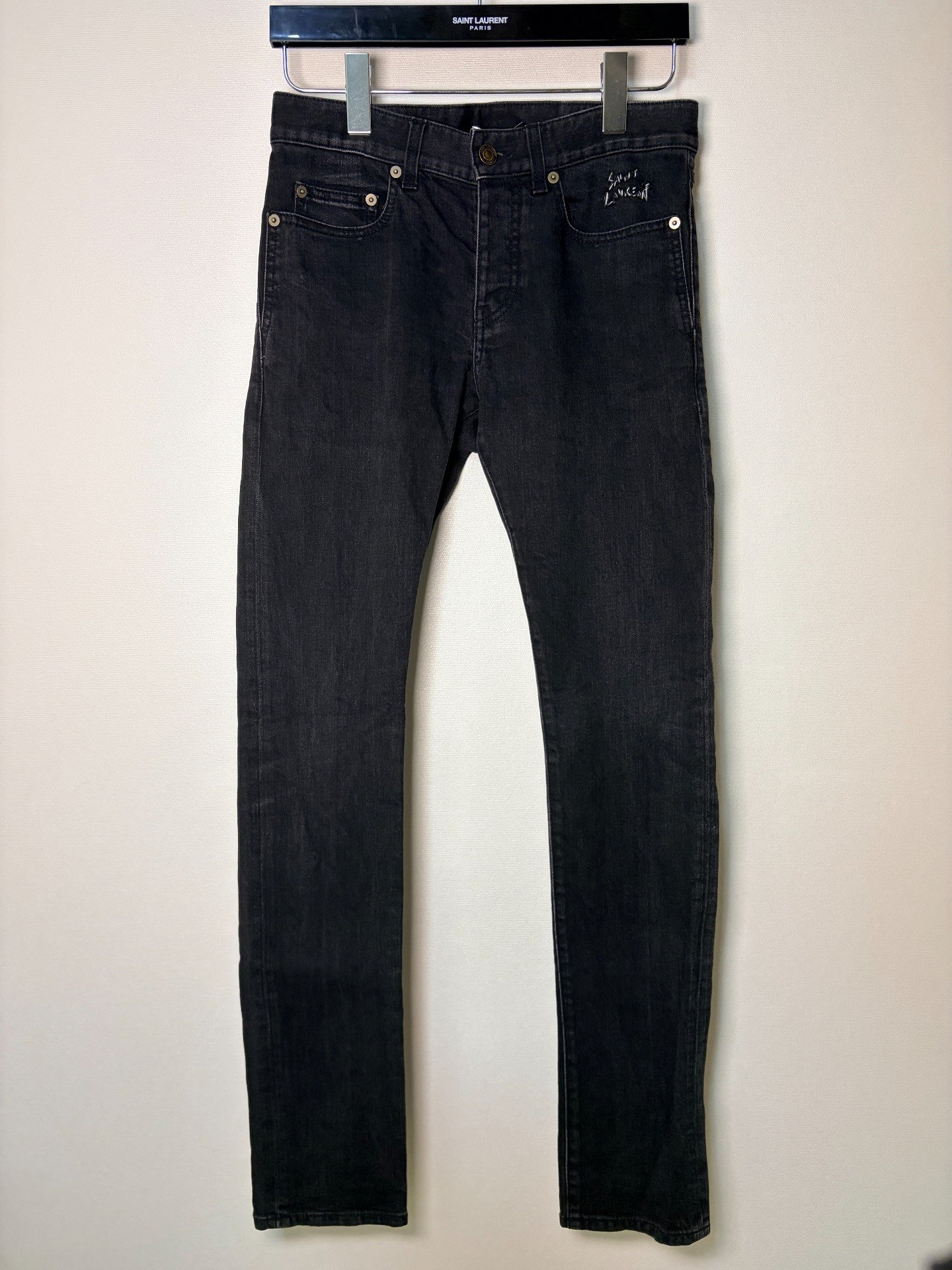 Saint Laurent Black Signature Embroidery Jeans