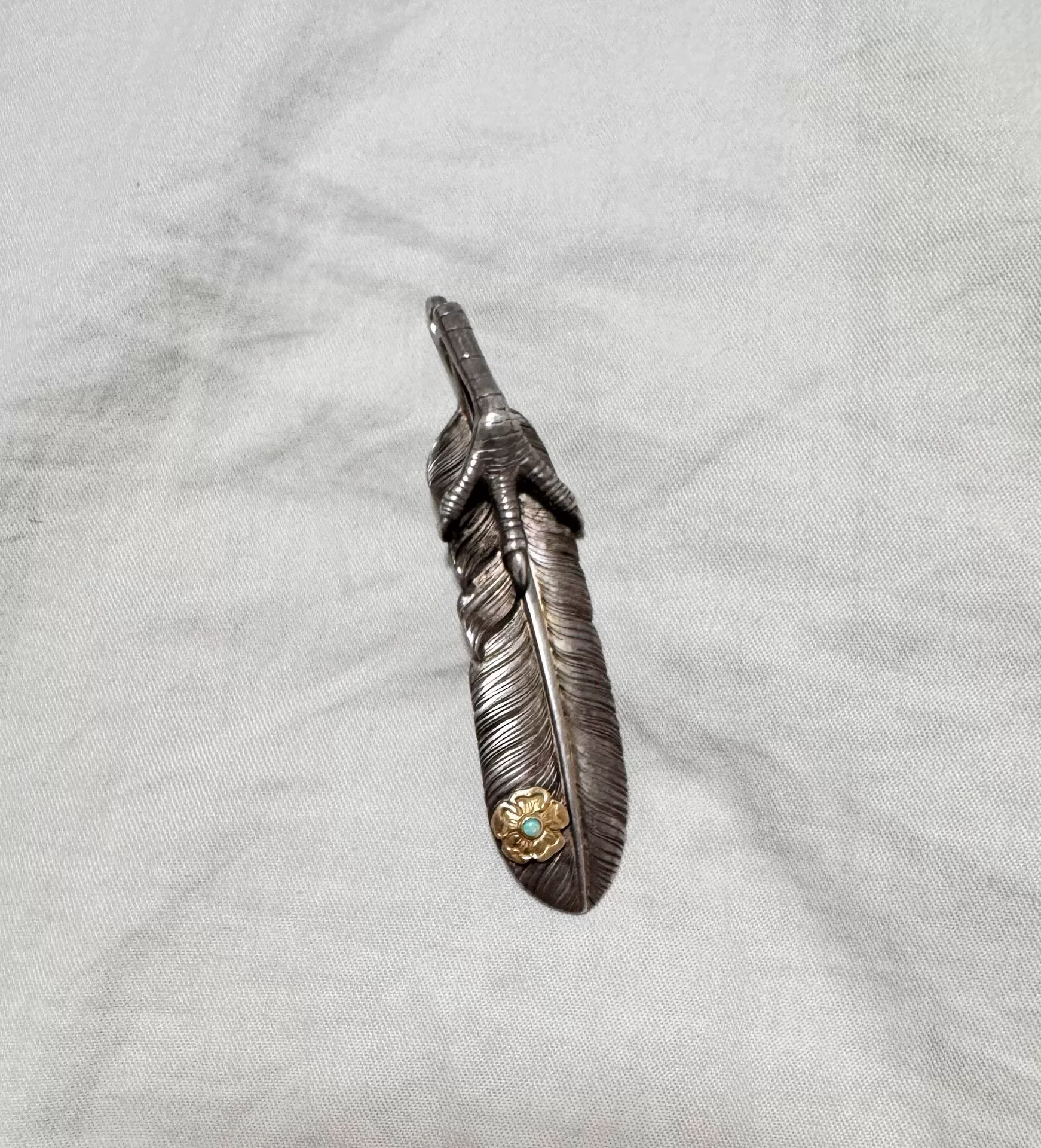 Taro Washimi Silver Eagle Claw Feather Pendant