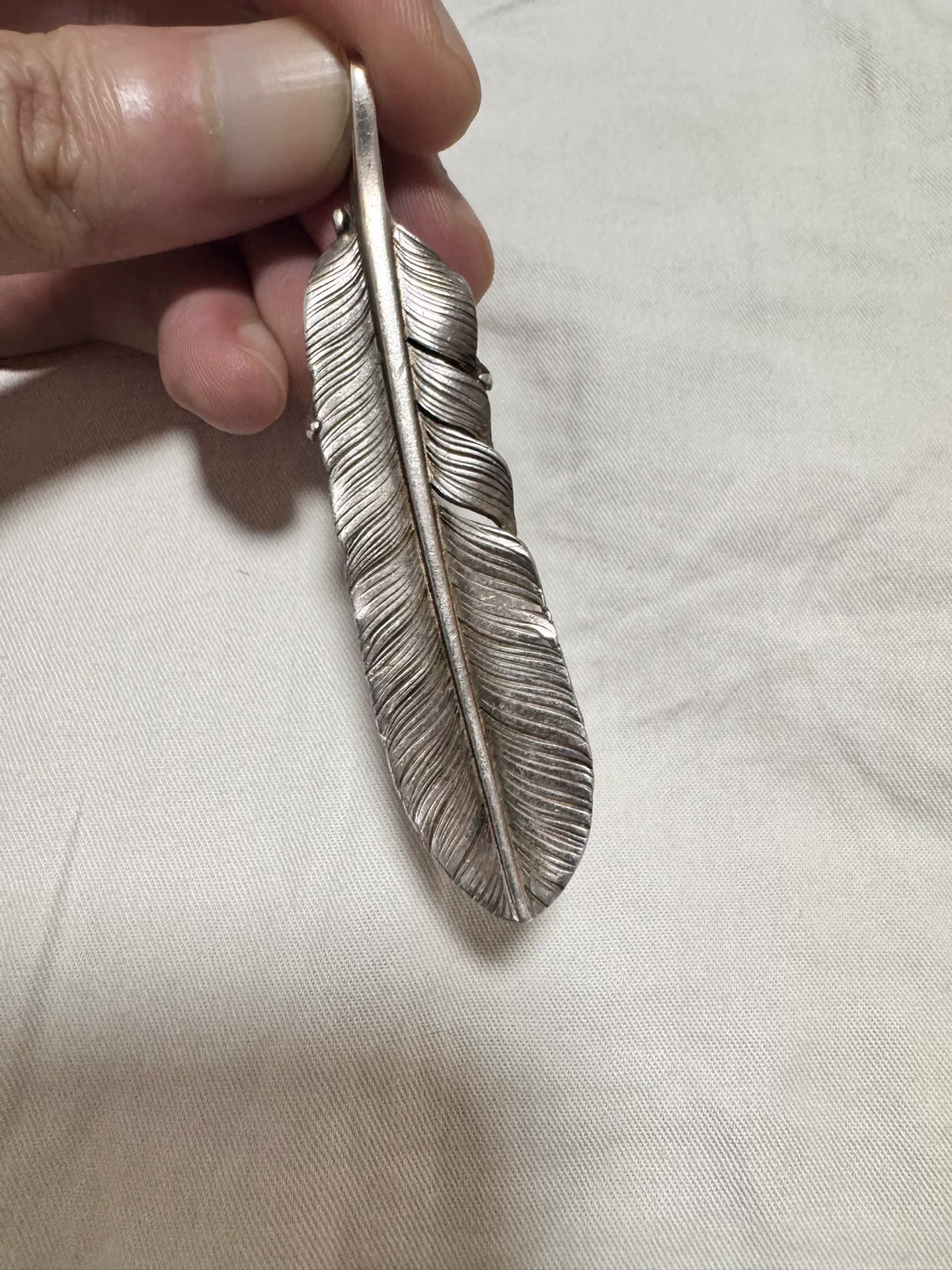 Taro Washimi Silver Eagle Claw Feather Pendant — label