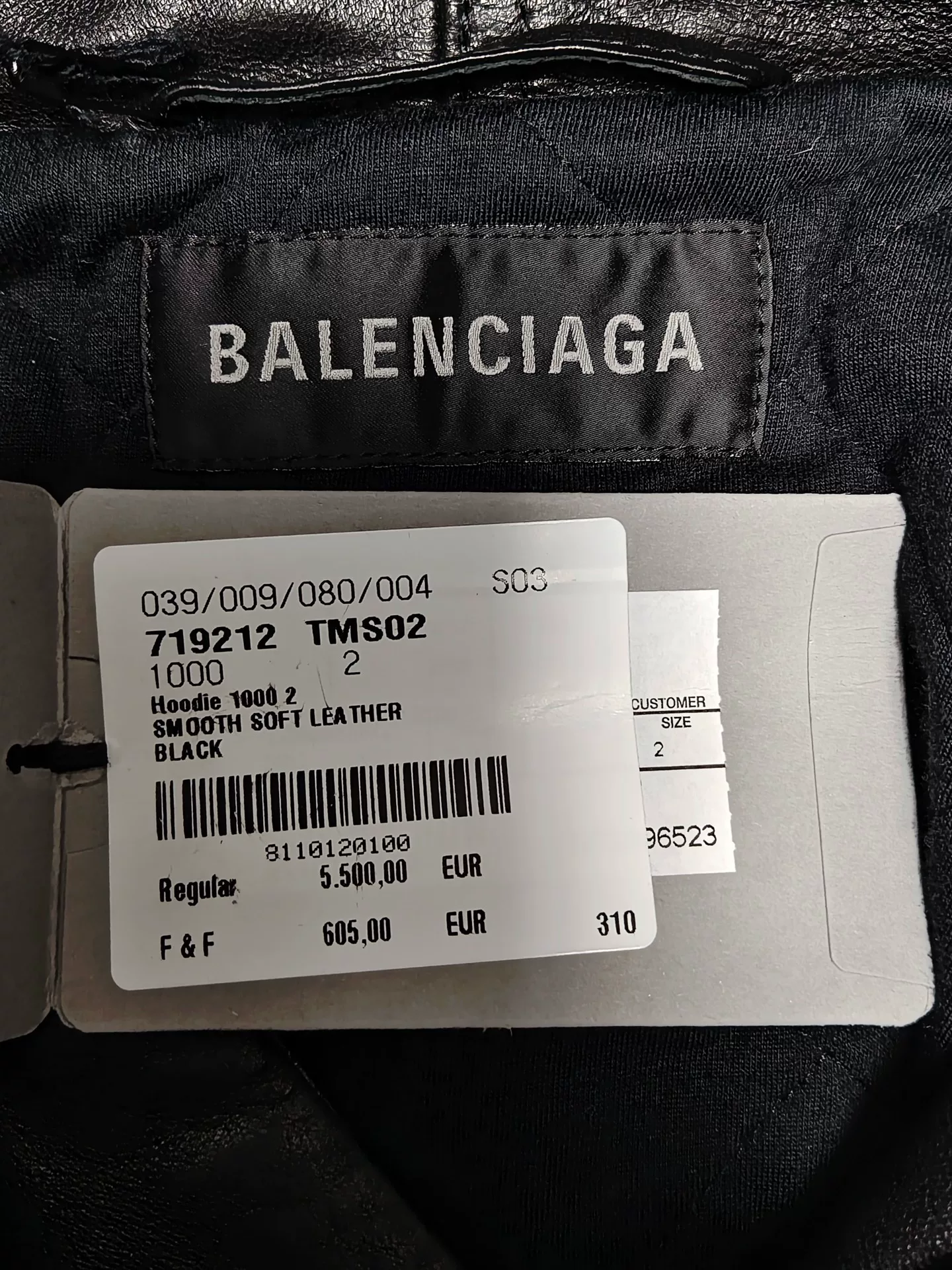 Balenciaga Black Leather Pullover Jacket — back