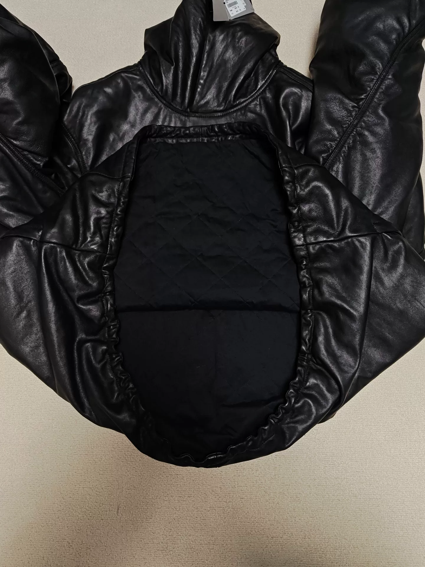 Balenciaga Black Leather Pullover Jacket — detail