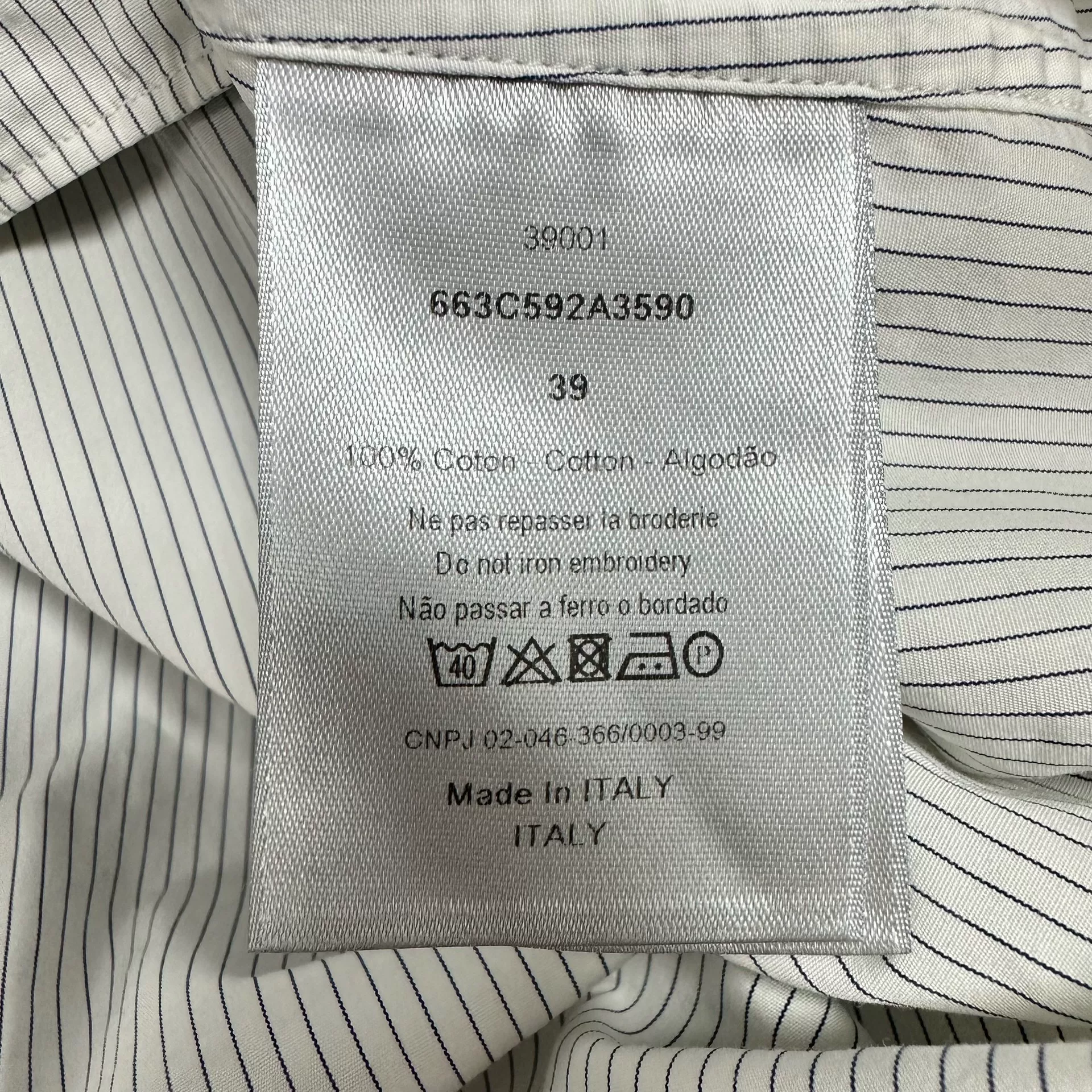 Dior Striped Camellia Logo Shirt — label