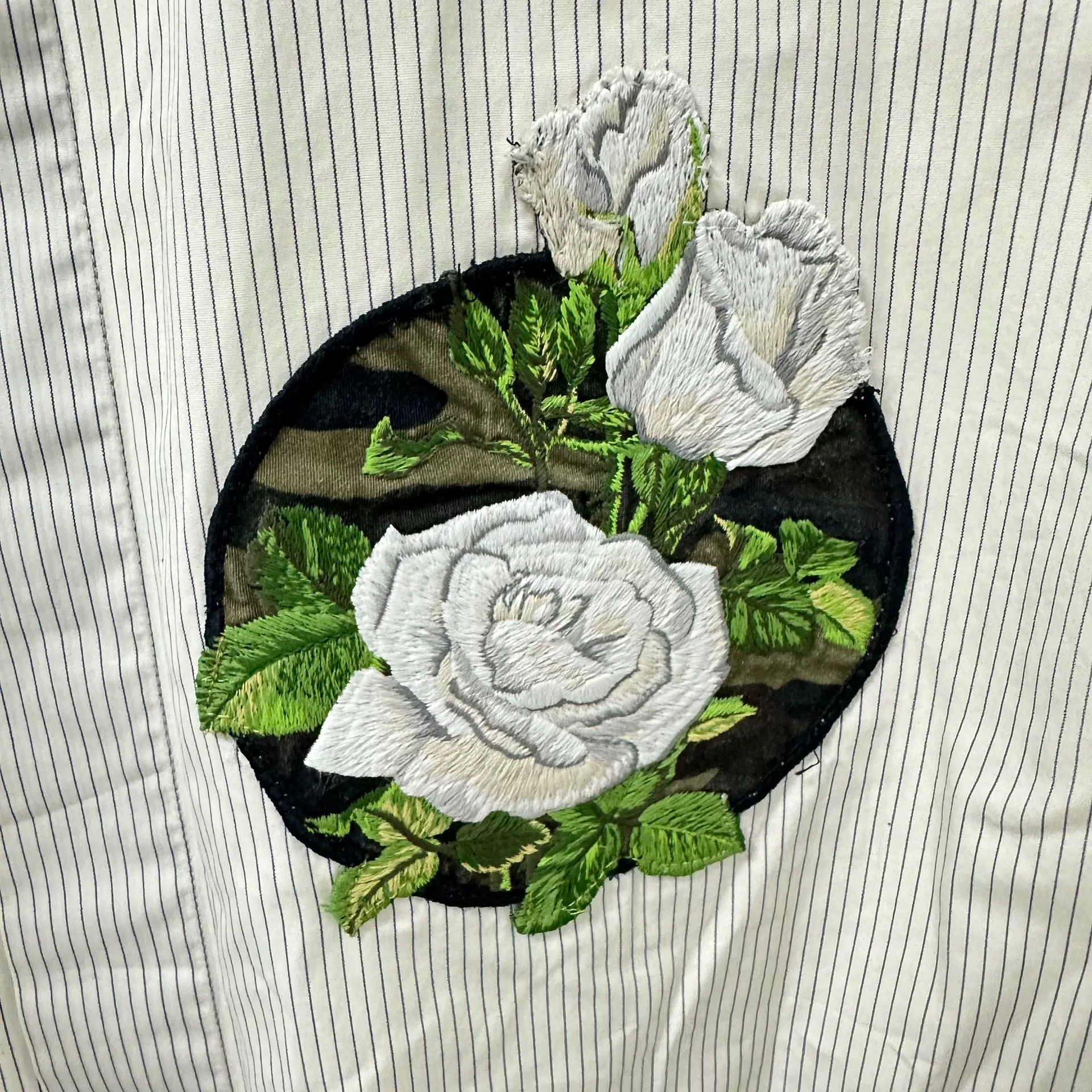 Dior Striped Camellia Logo Shirt — front