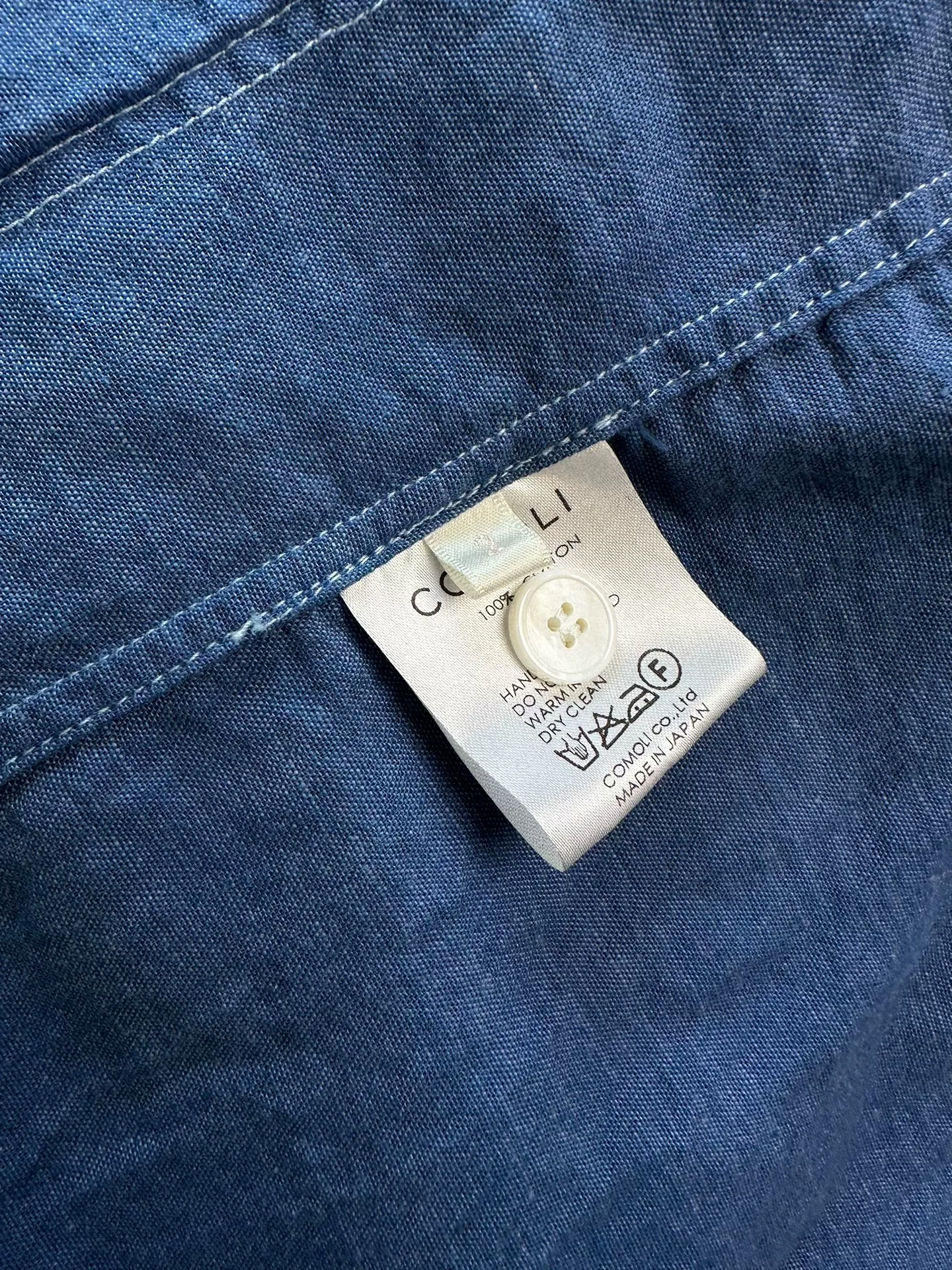 COMOLI Indigo Washed Cotton Coat — back
