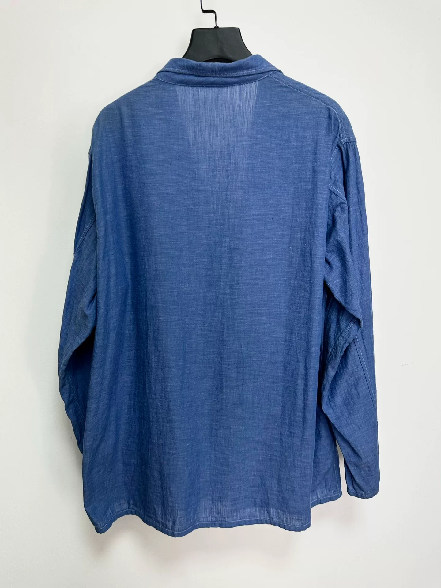 COMOLI Indigo Washed Cotton Coat — front