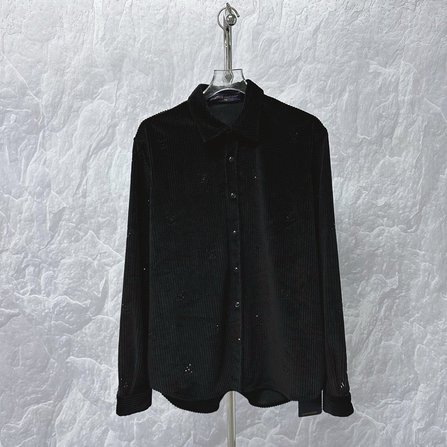 Louis Vuitton SS25 Corduroy Rhinestone Long-Sleeve Shirt