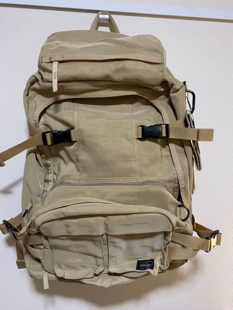 PORTER Functional Beige Canvas Backpack