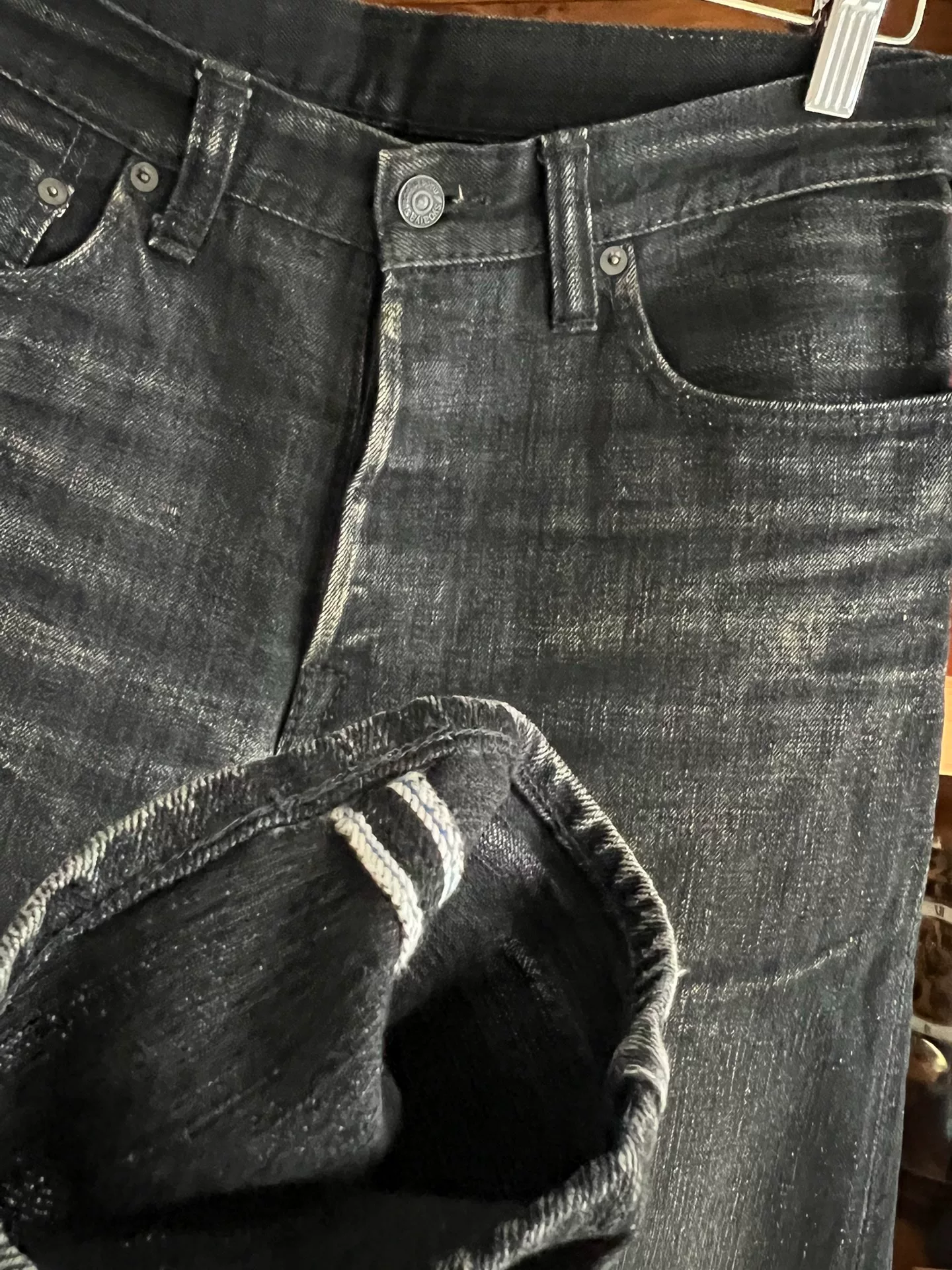 Pure Blue Japan Selvedge Washed Black Jeans — back