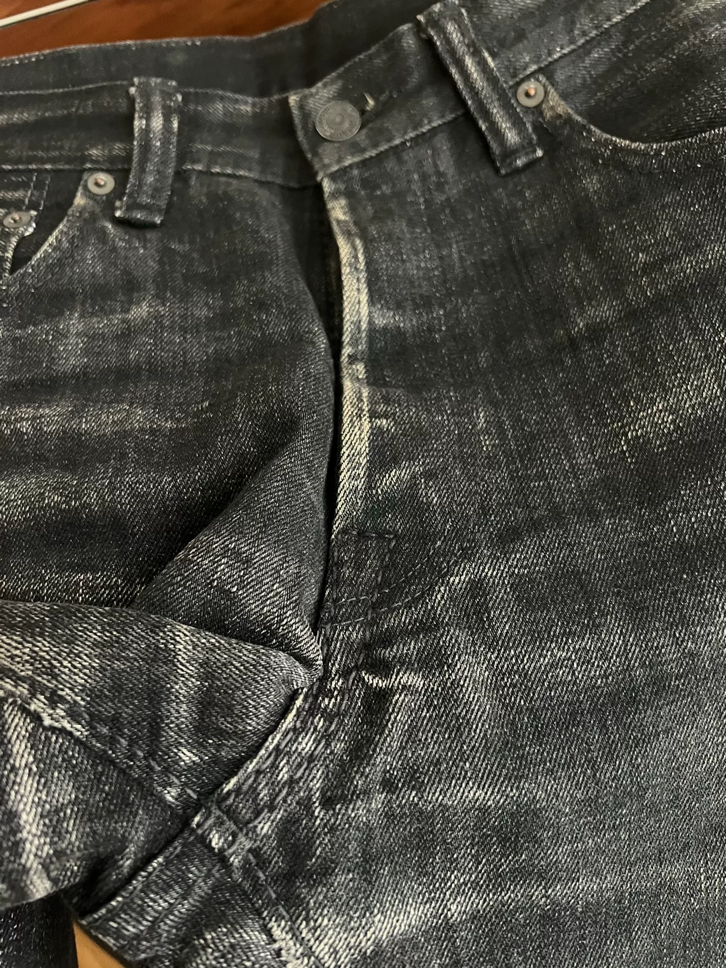 Pure Blue Japan Selvedge Washed Black Jeans — label