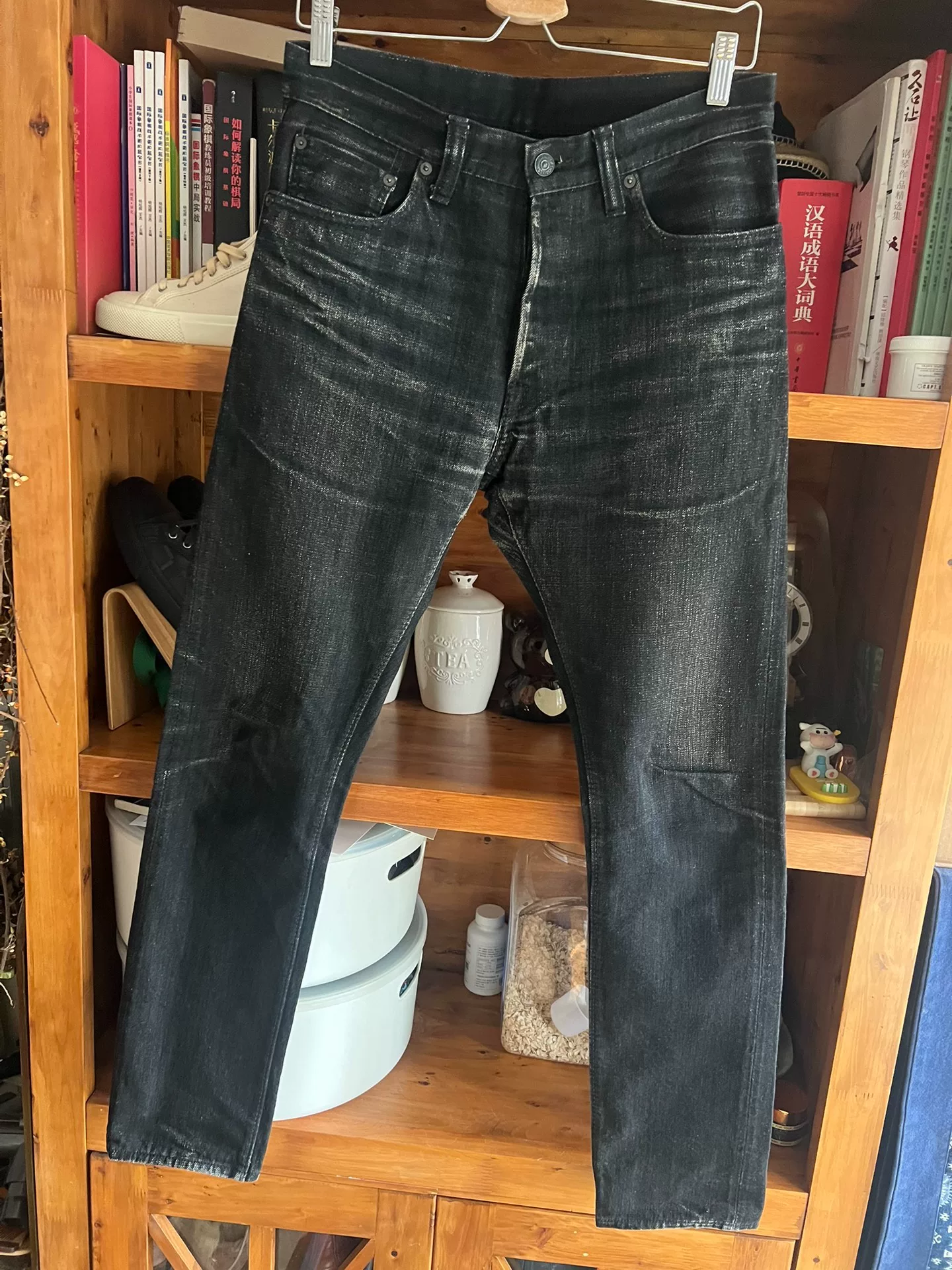 Pure Blue Japan Selvedge Washed Black Jeans — detail