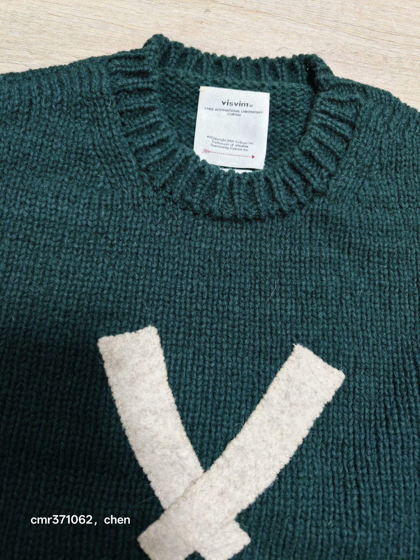 VISVIM 22AW LETTERMAN CREW KNIT — back