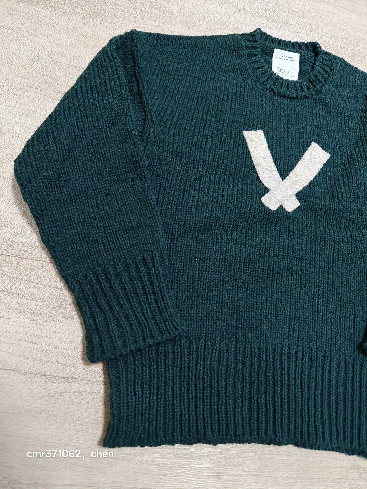 VISVIM 22AW LETTERMAN CREW KNIT — front