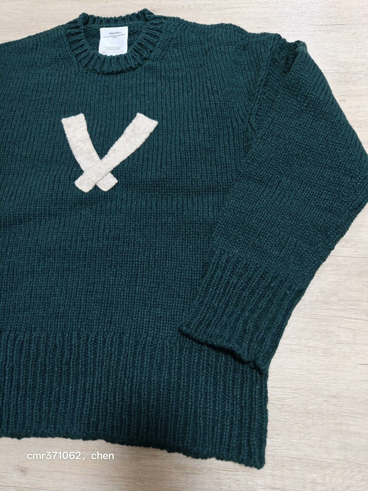 VISVIM 22AW LETTERMAN CREW KNIT — detail
