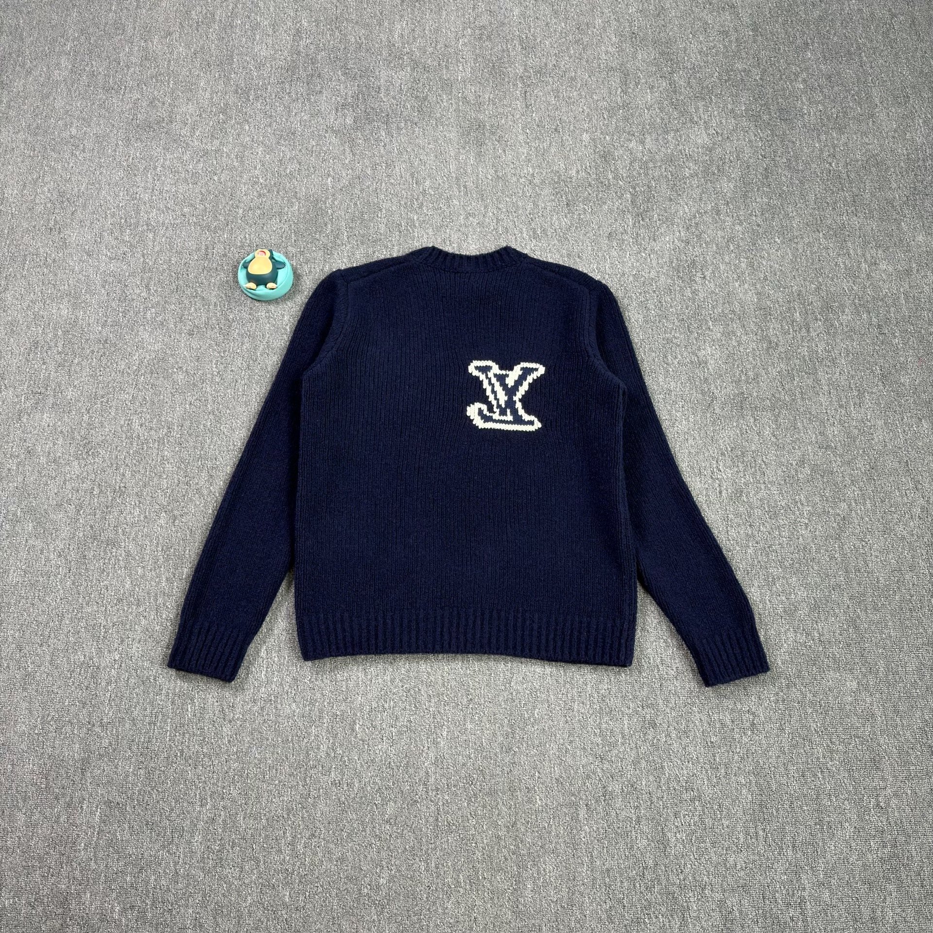 LV Chest Logo Dark Blue Sweater — front