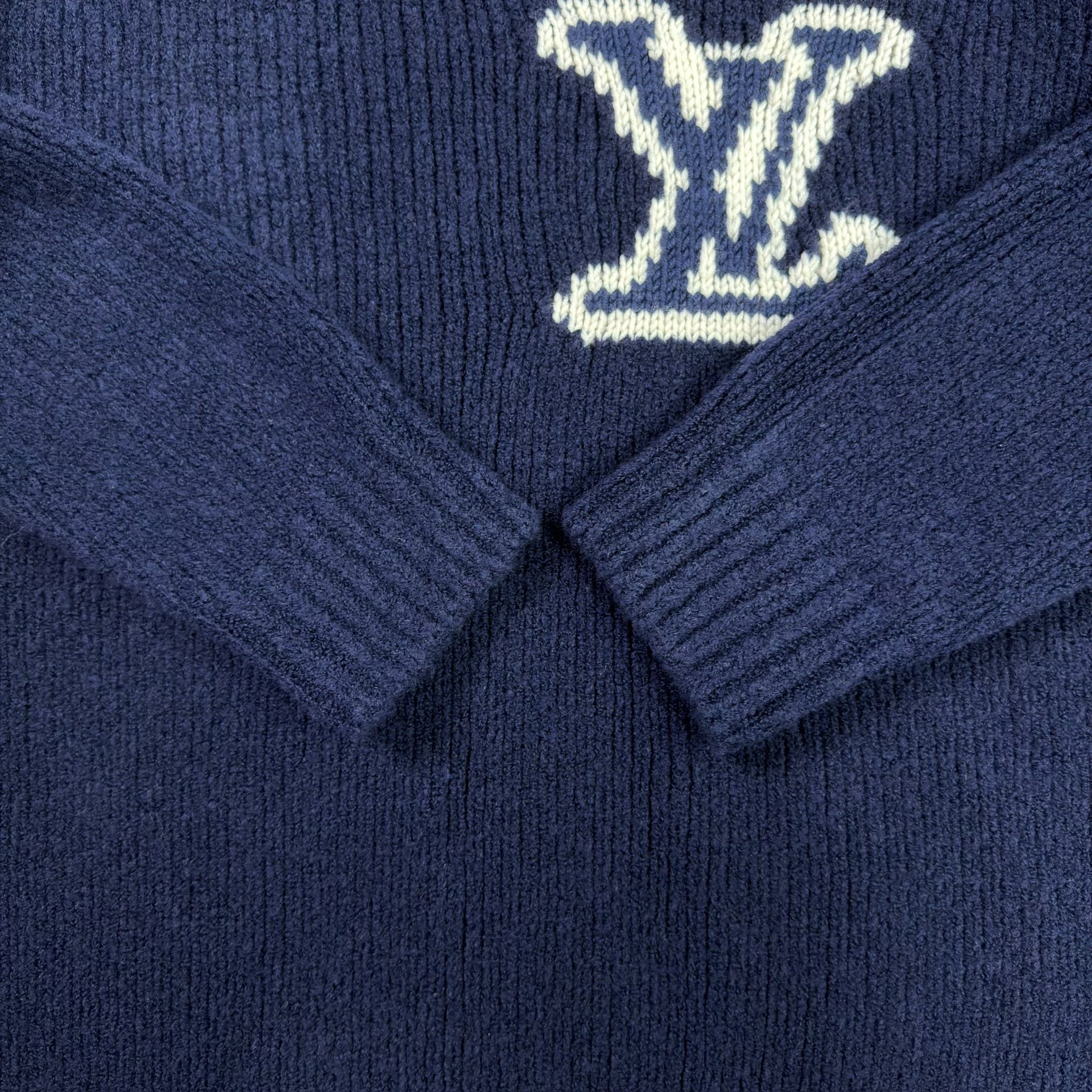 LV Chest Logo Dark Blue Sweater — back