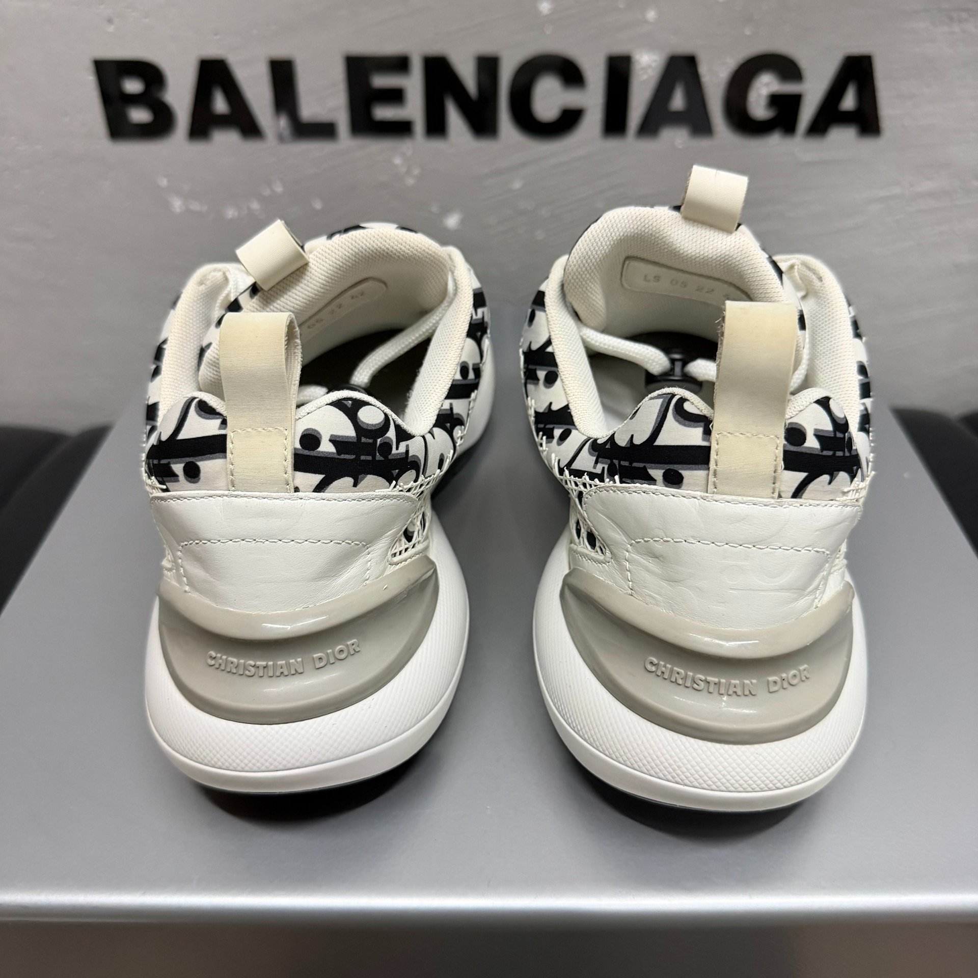Dior B24 Black White Print Sneakers — label