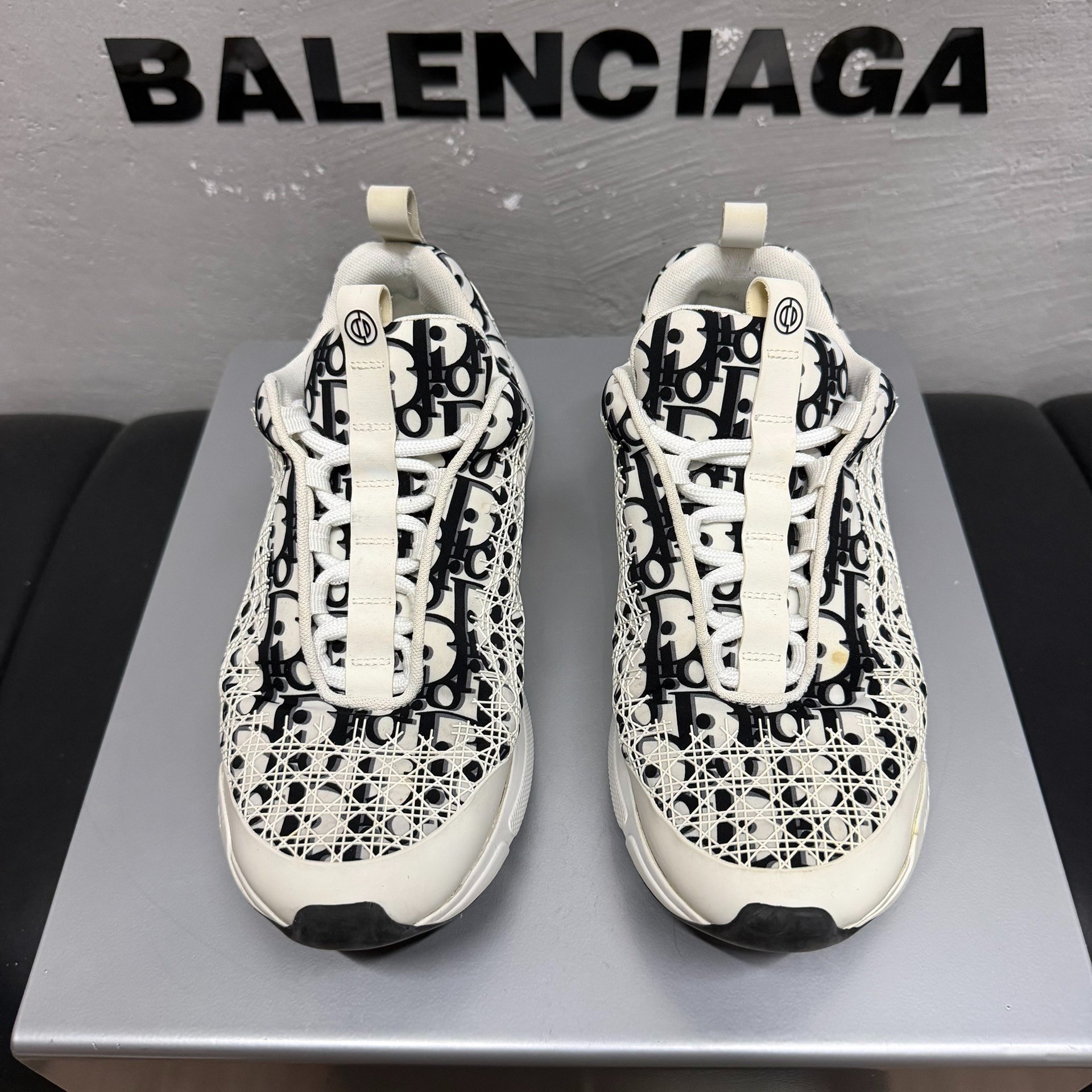 Dior B24 Black White Print Sneakers — front