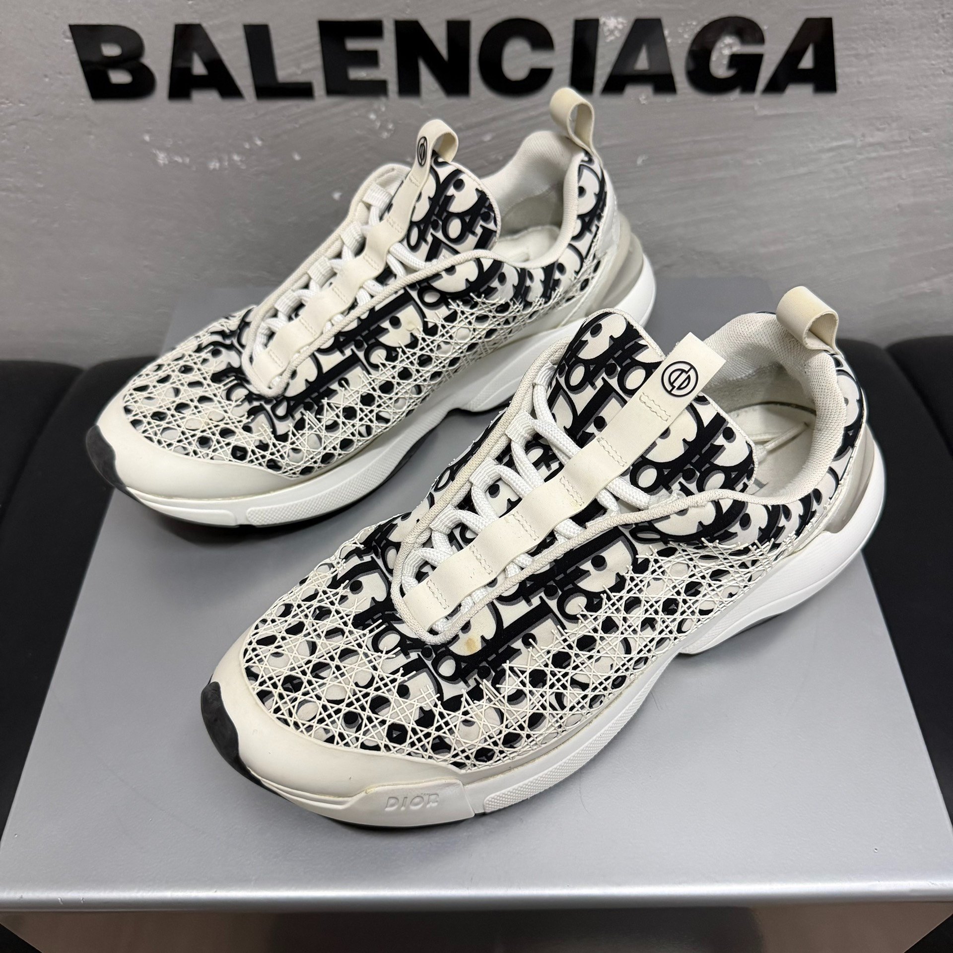 Dior B24 Black White Print Sneakers