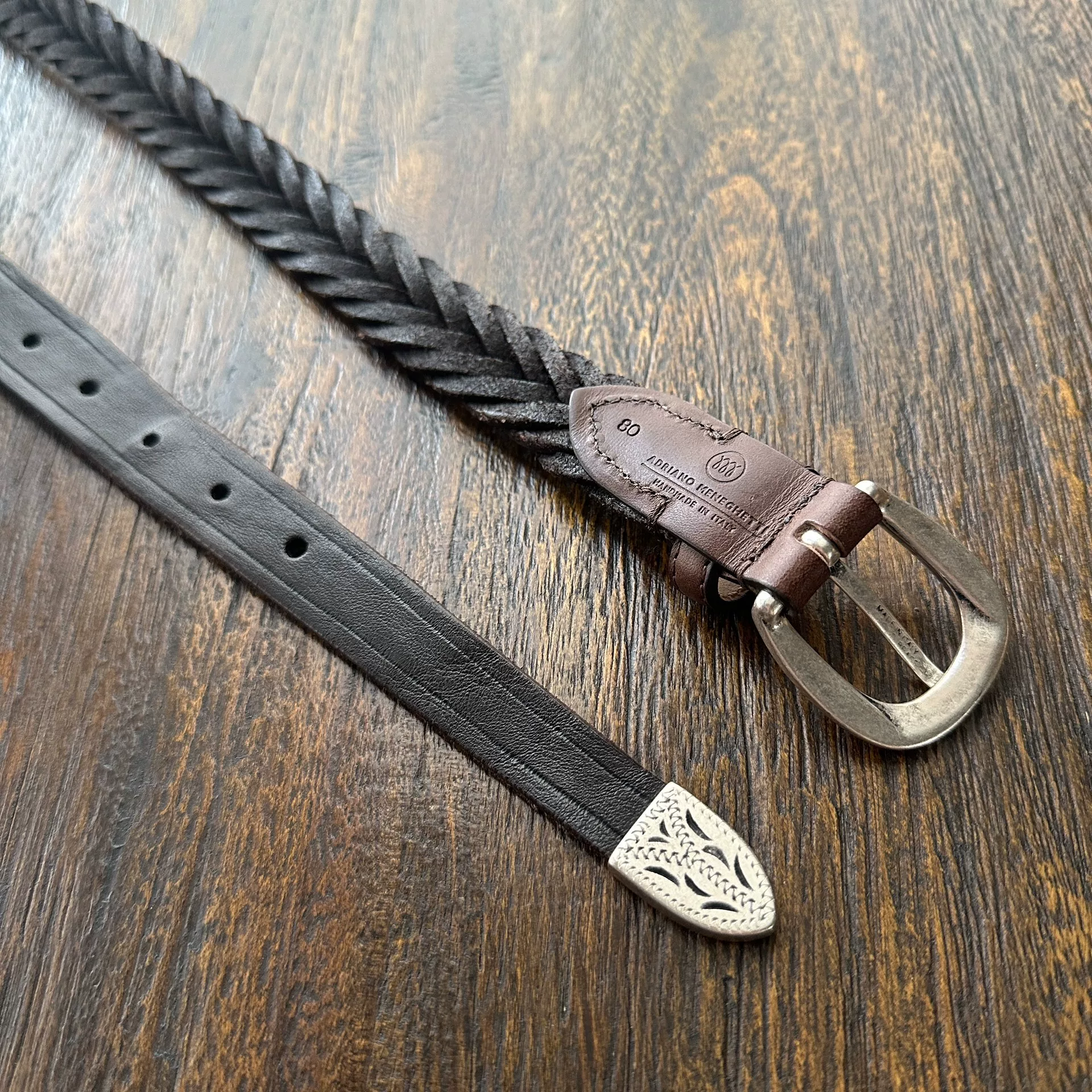 Adriano Meneghetti Hand-Woven Leather Belt — back