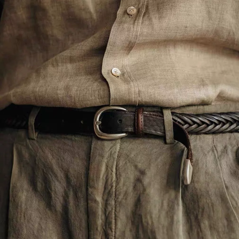 Adriano Meneghetti Hand-Woven Leather Belt