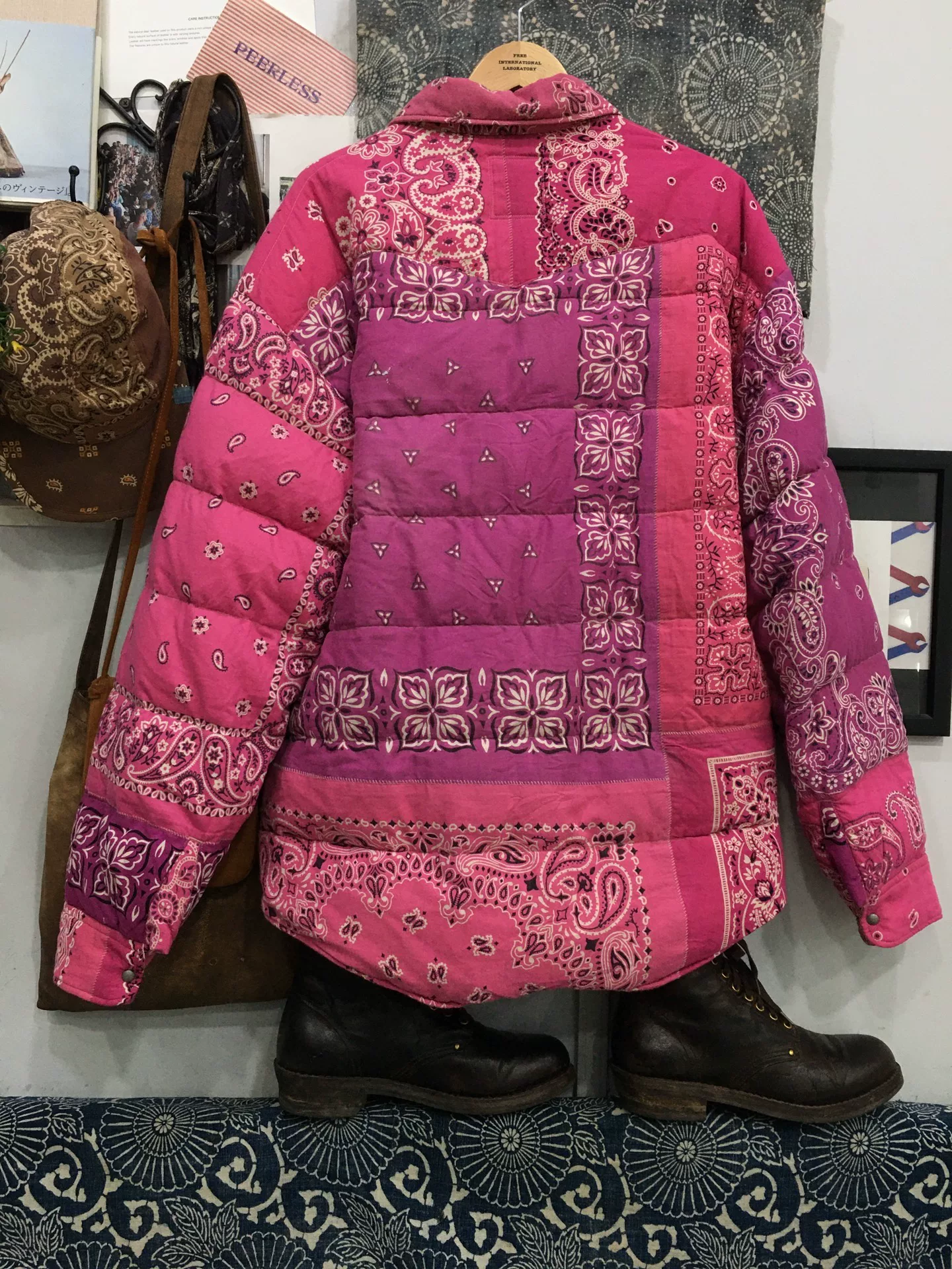 VISVIM 22AW Bandana Pink Down Jacket — front