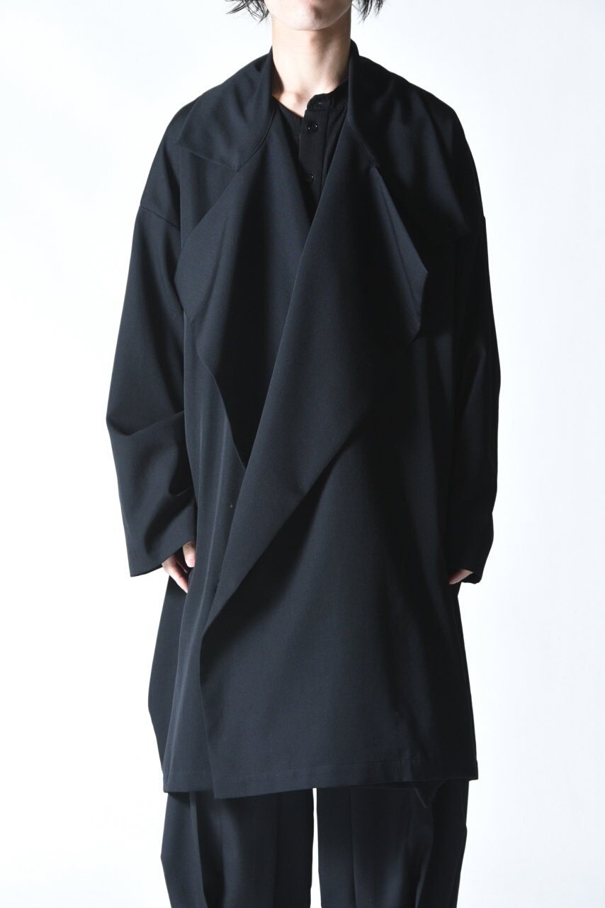 Yohji Yamamoto Pleated Wool Coat — detail