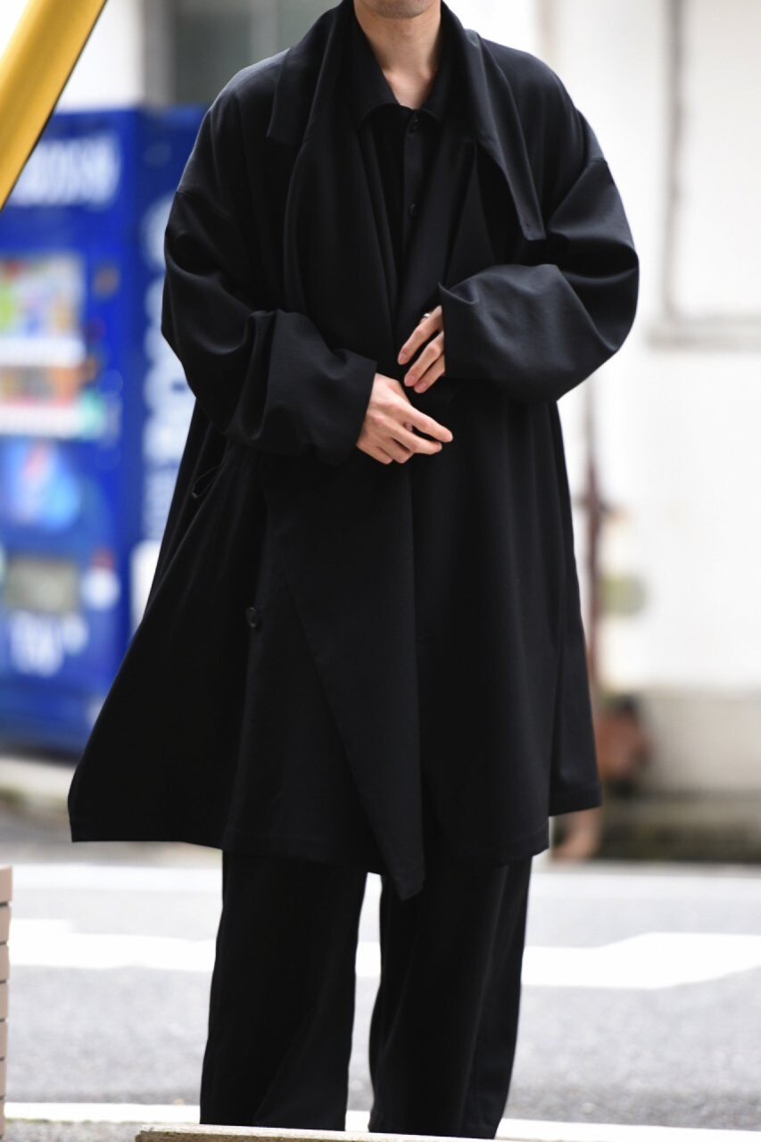 Yohji Yamamoto Pleated Wool Coat — label