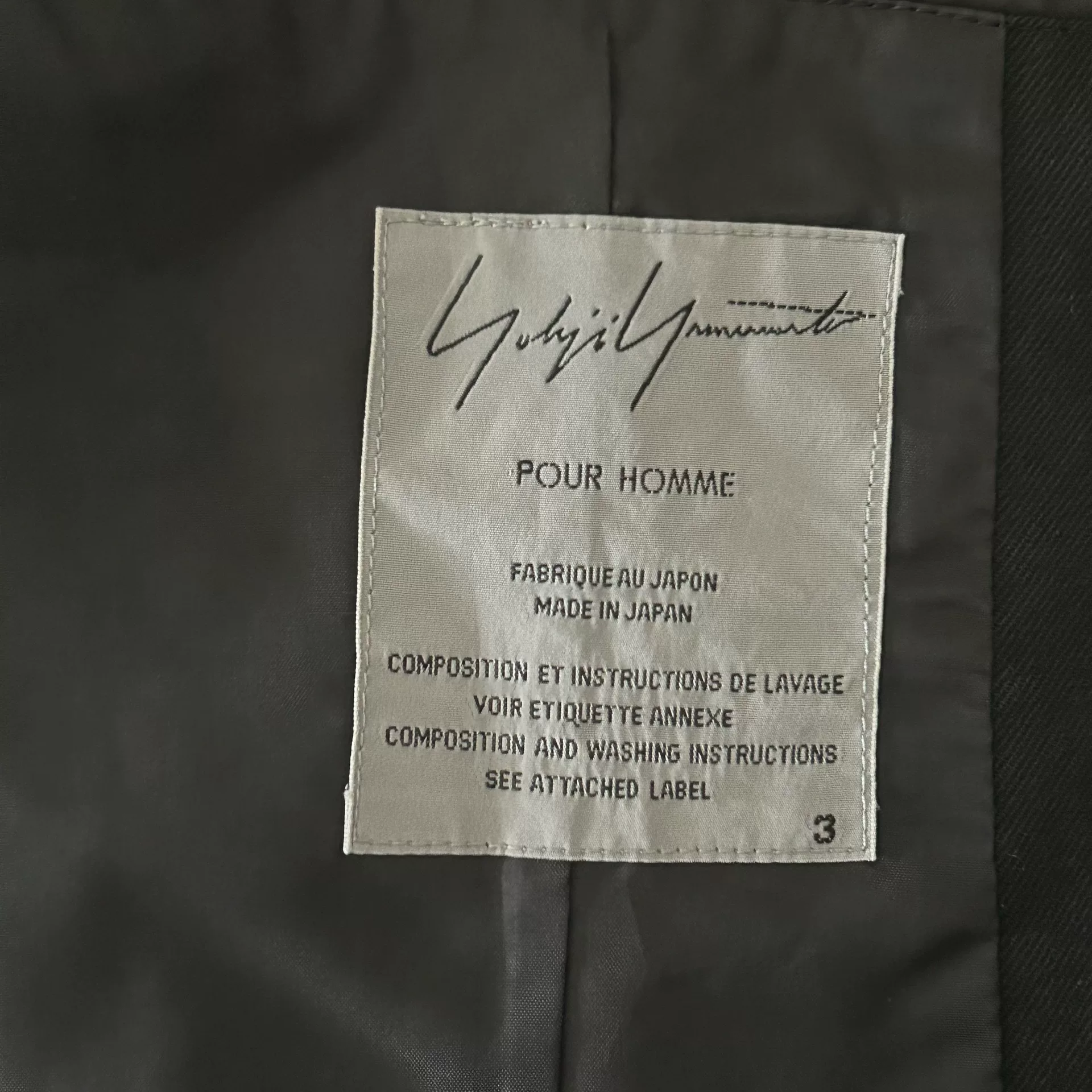 Yohji Yamamoto 09AW Layered Pocket Blazer — label