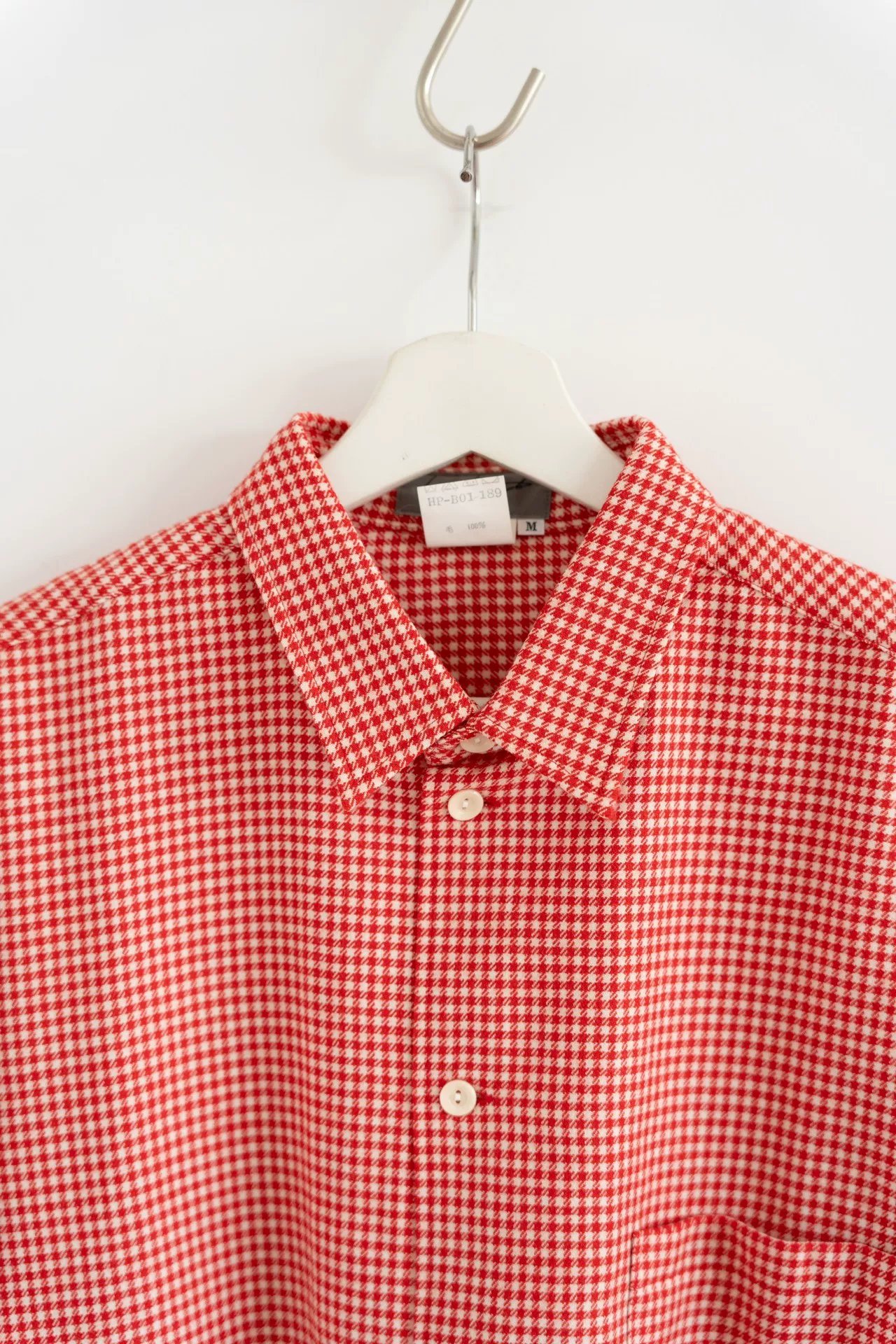 Yohji Yamamoto 93AW Houndstooth Red Shirt — detail