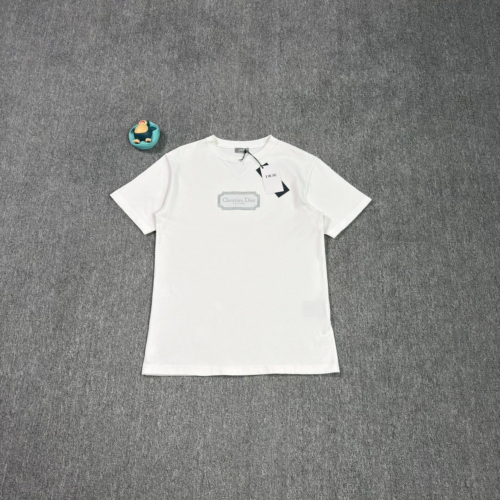 Dior White Embossed Logo Short-Sleeve Tee
