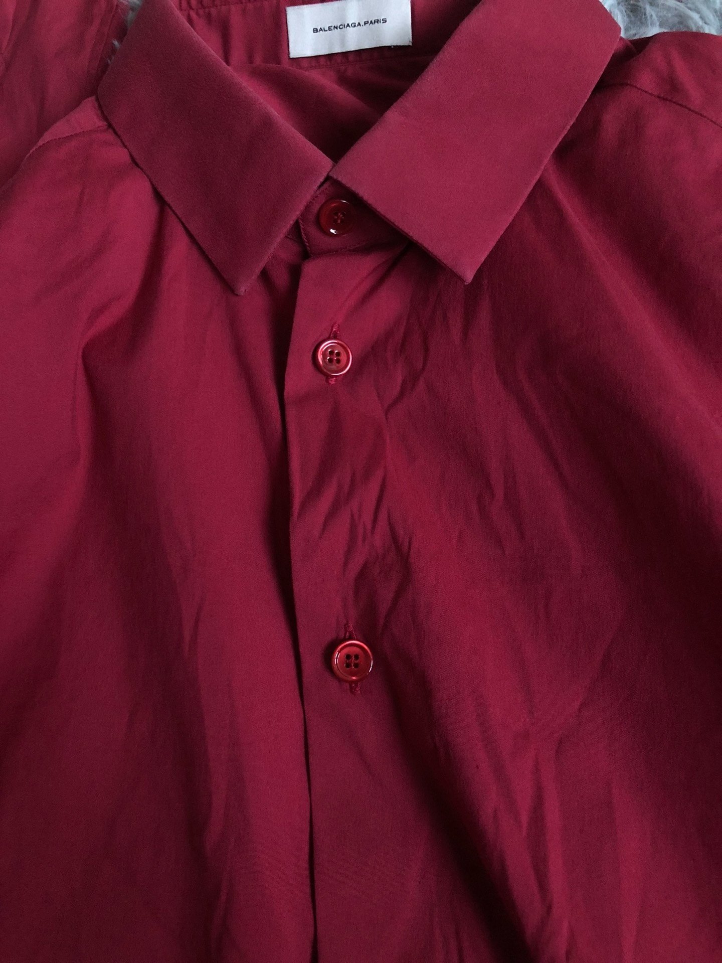 Balenciaga Red Long-Sleeve Shirt — label