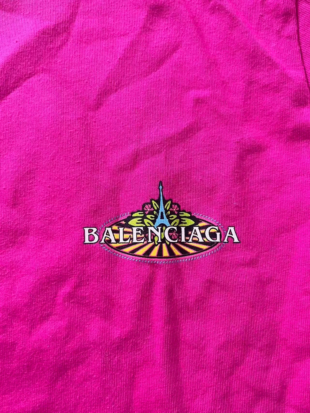 Balenciaga Pink Logo Crewneck T-Shirt — detail
