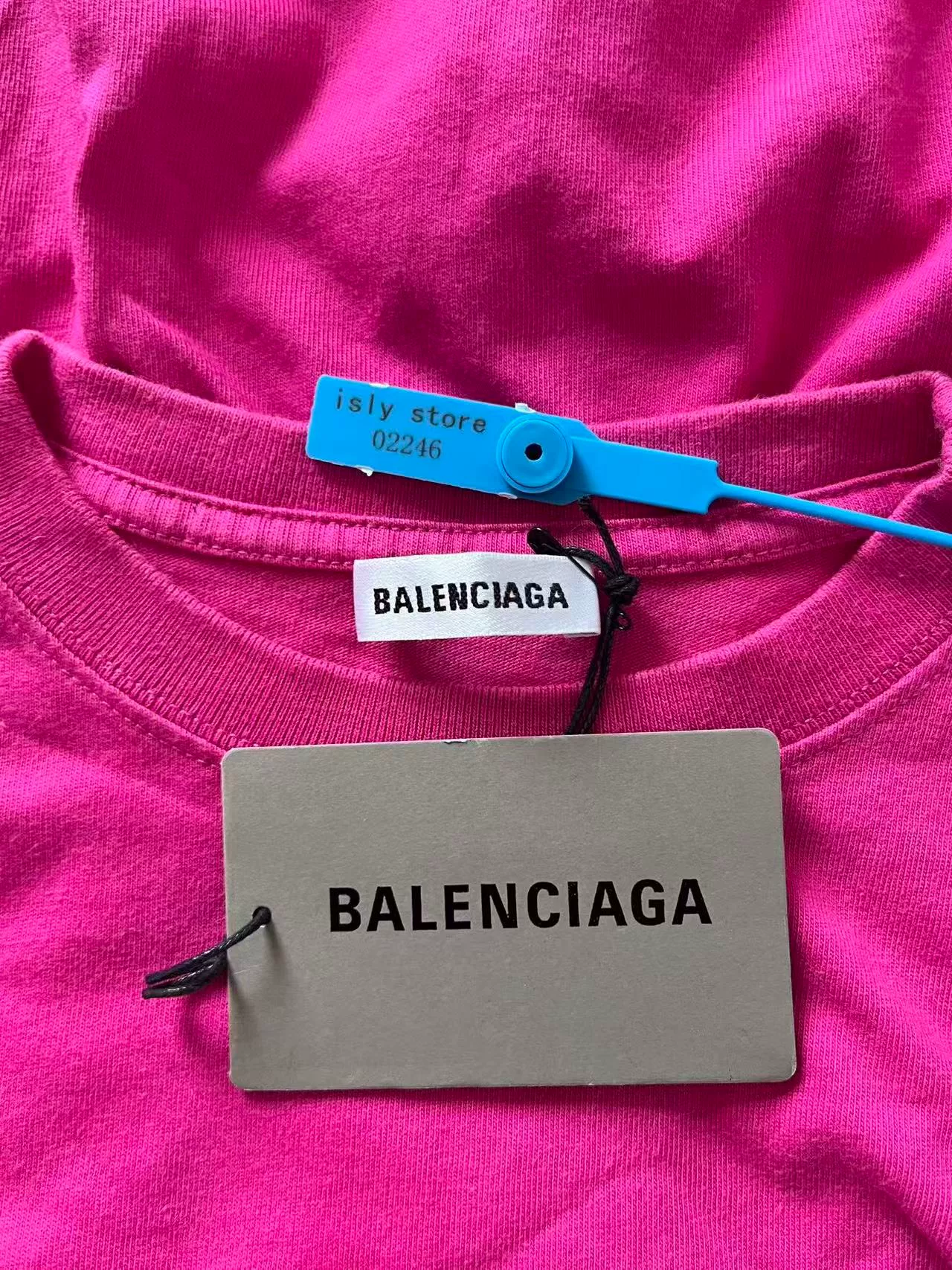 Balenciaga Pink Logo Crewneck T-Shirt — back
