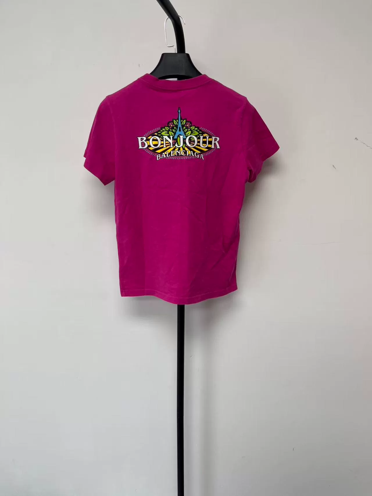 Balenciaga Pink Logo Crewneck T-Shirt — front