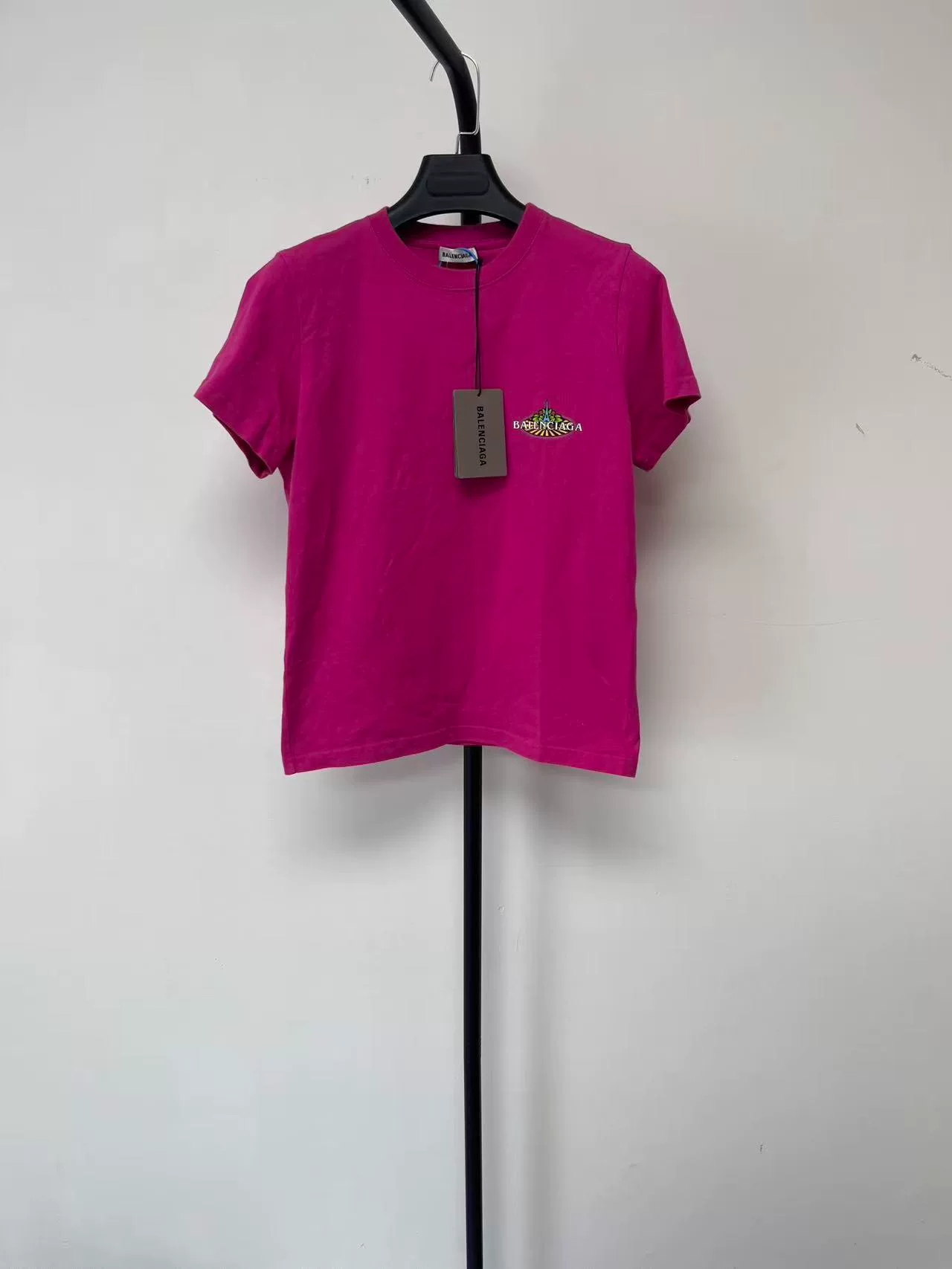 Balenciaga Pink Logo Crewneck T-Shirt